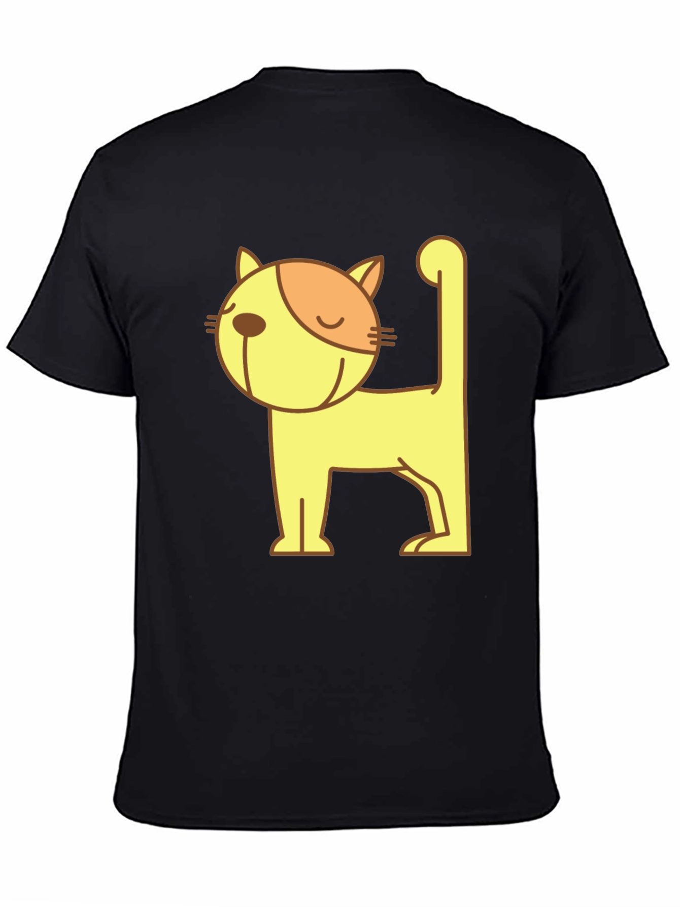Camiseta Negra con Diseño de Gato Amarillo