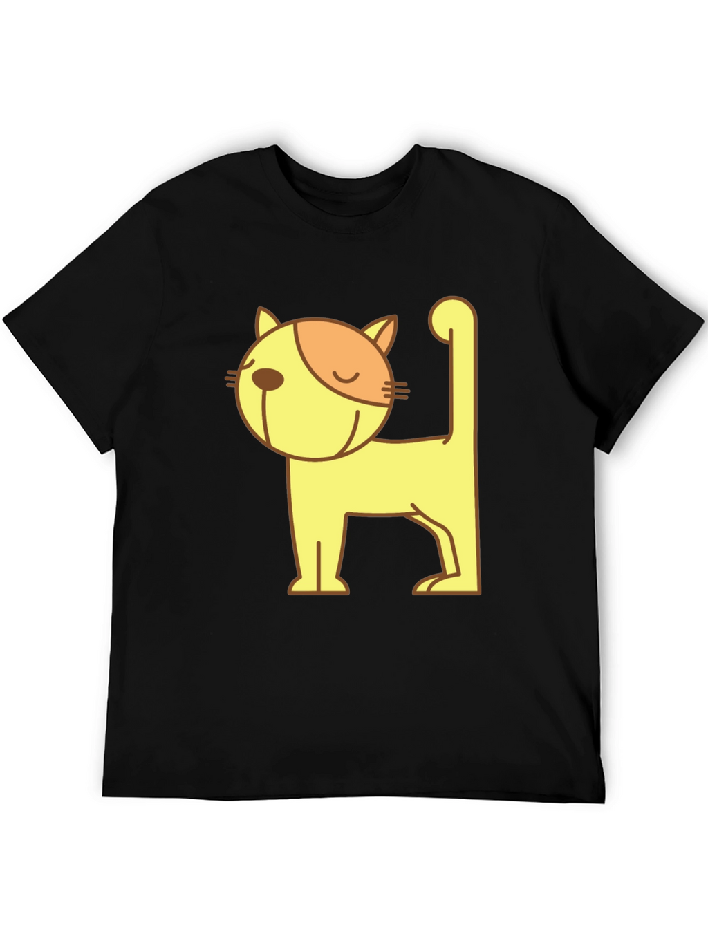 Camiseta Negra con Diseño de Gato Amarillo