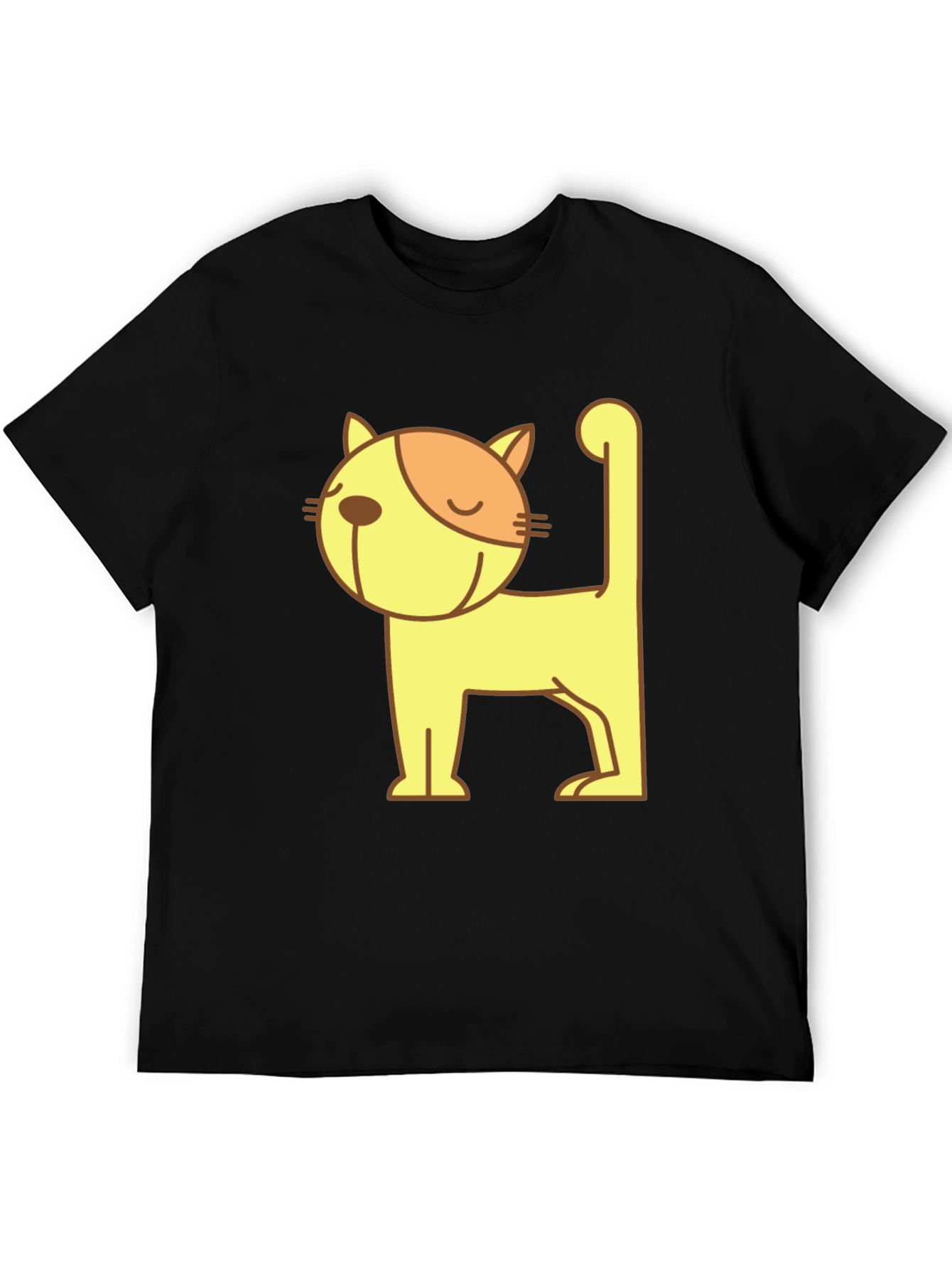 Camiseta Negra con Diseño de Gato Amarillo