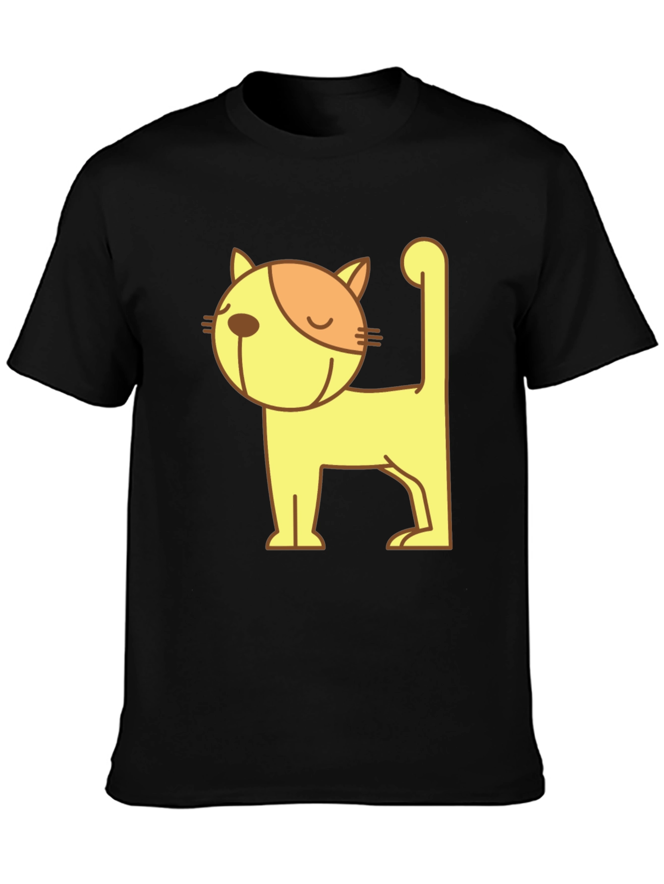 Camiseta Negra con Diseño de Gato Amarillo