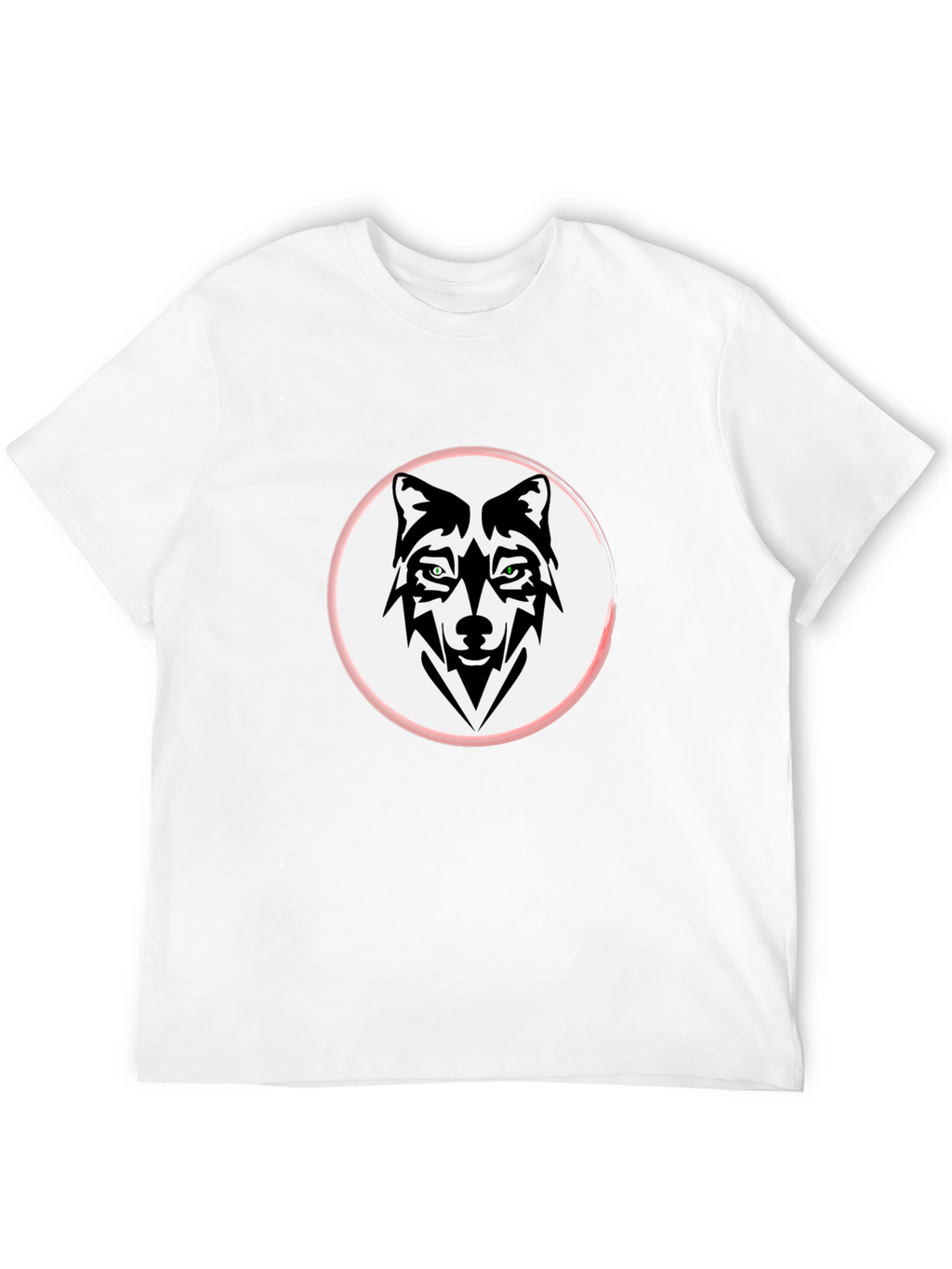 Camiseta Negra con Diseño de Lobo Abstracto