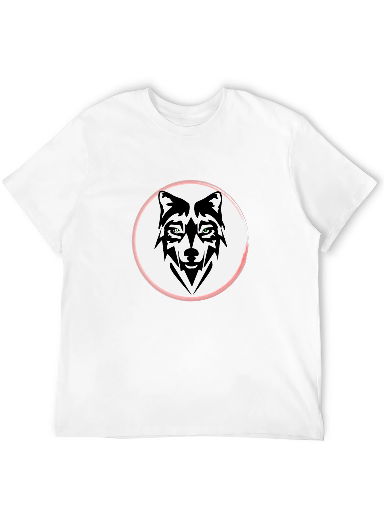 Camiseta Negra con Diseño de Lobo Abstracto