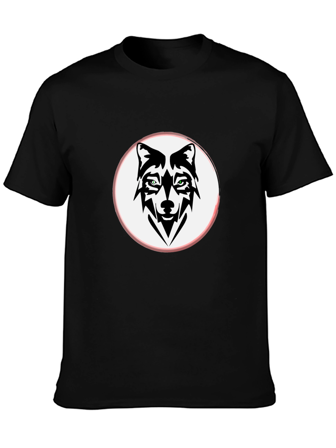 Camiseta Negra con Diseño de Lobo Abstracto