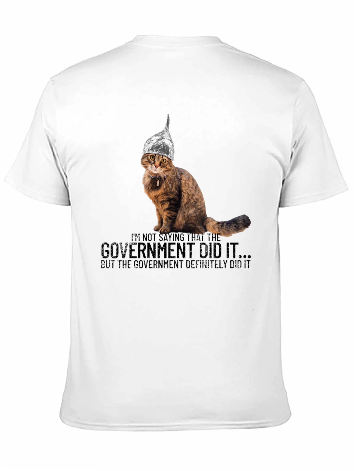 Camiseta conspiranoica gato con sombrero de aluminio