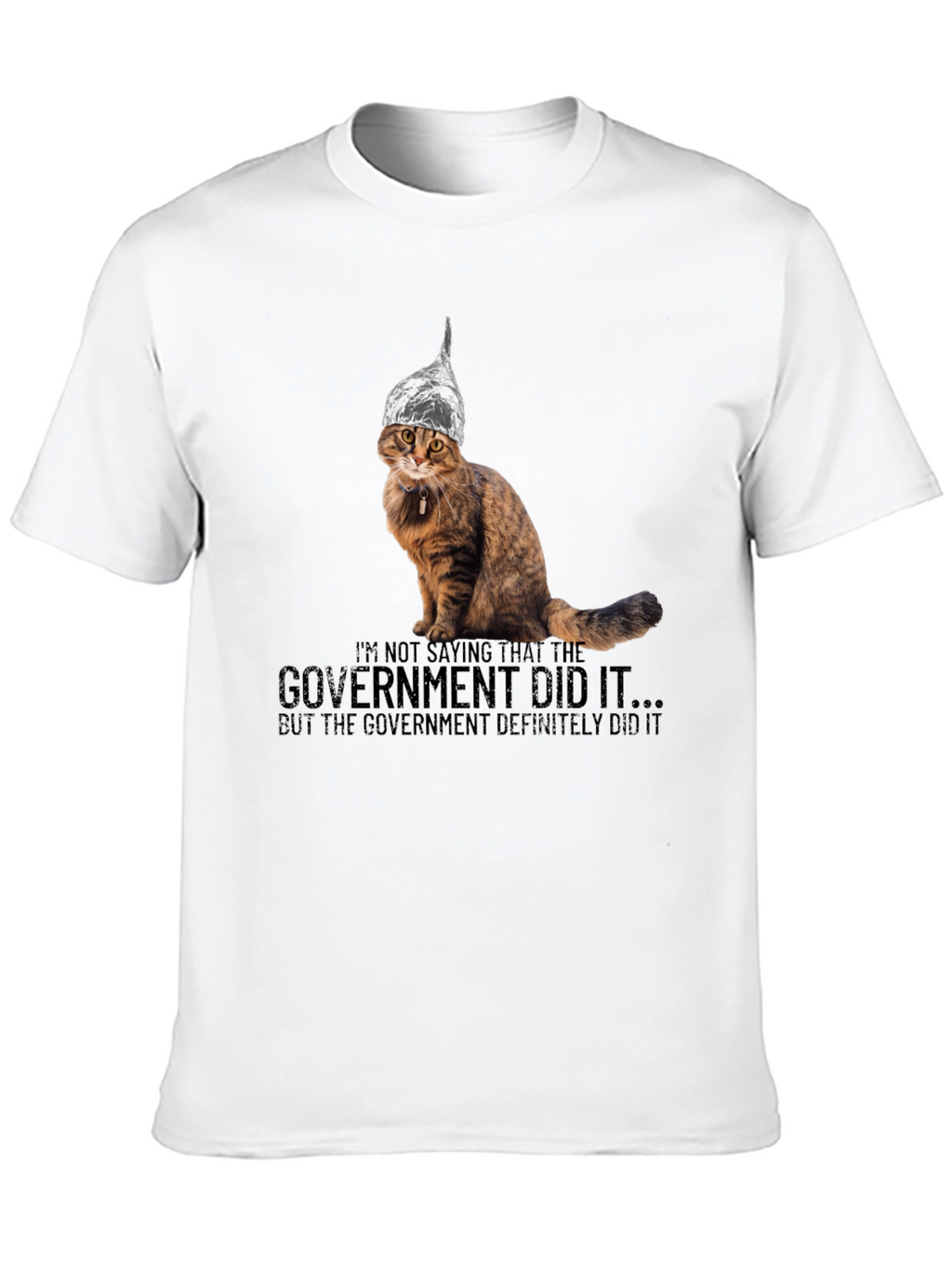 Camiseta conspiranoica gato con sombrero de aluminio