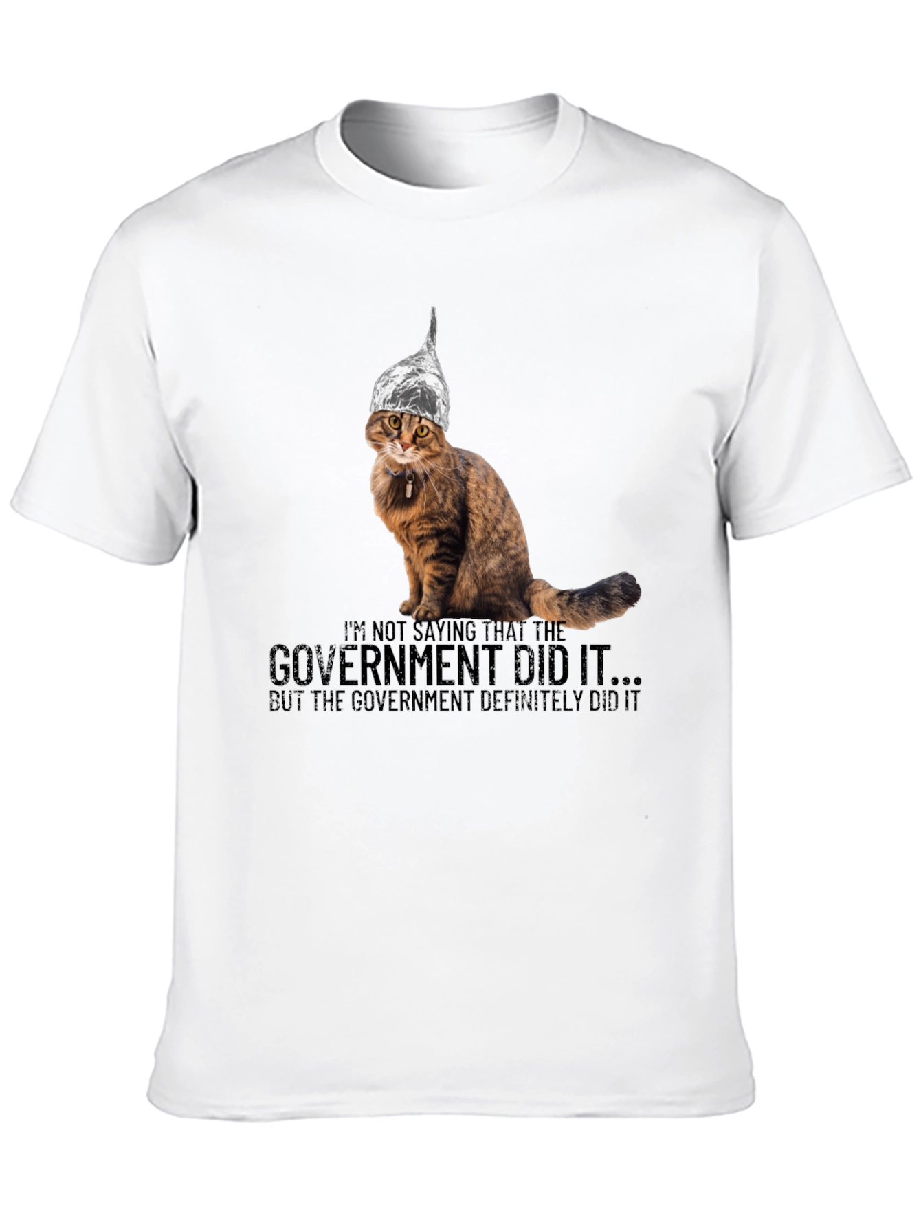 Camiseta conspiranoica gato con sombrero de aluminio