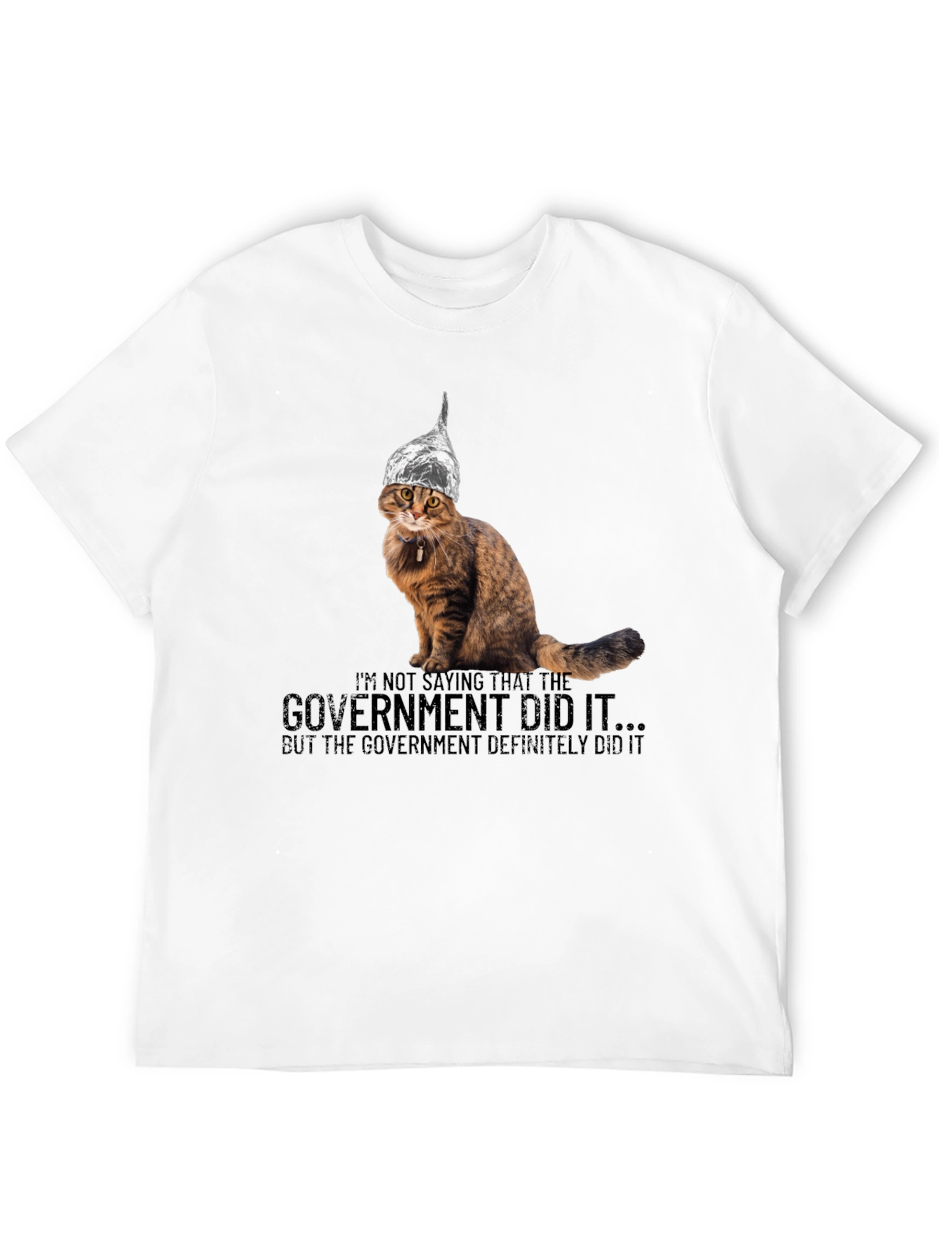 Camiseta conspiranoica gato con sombrero de aluminio