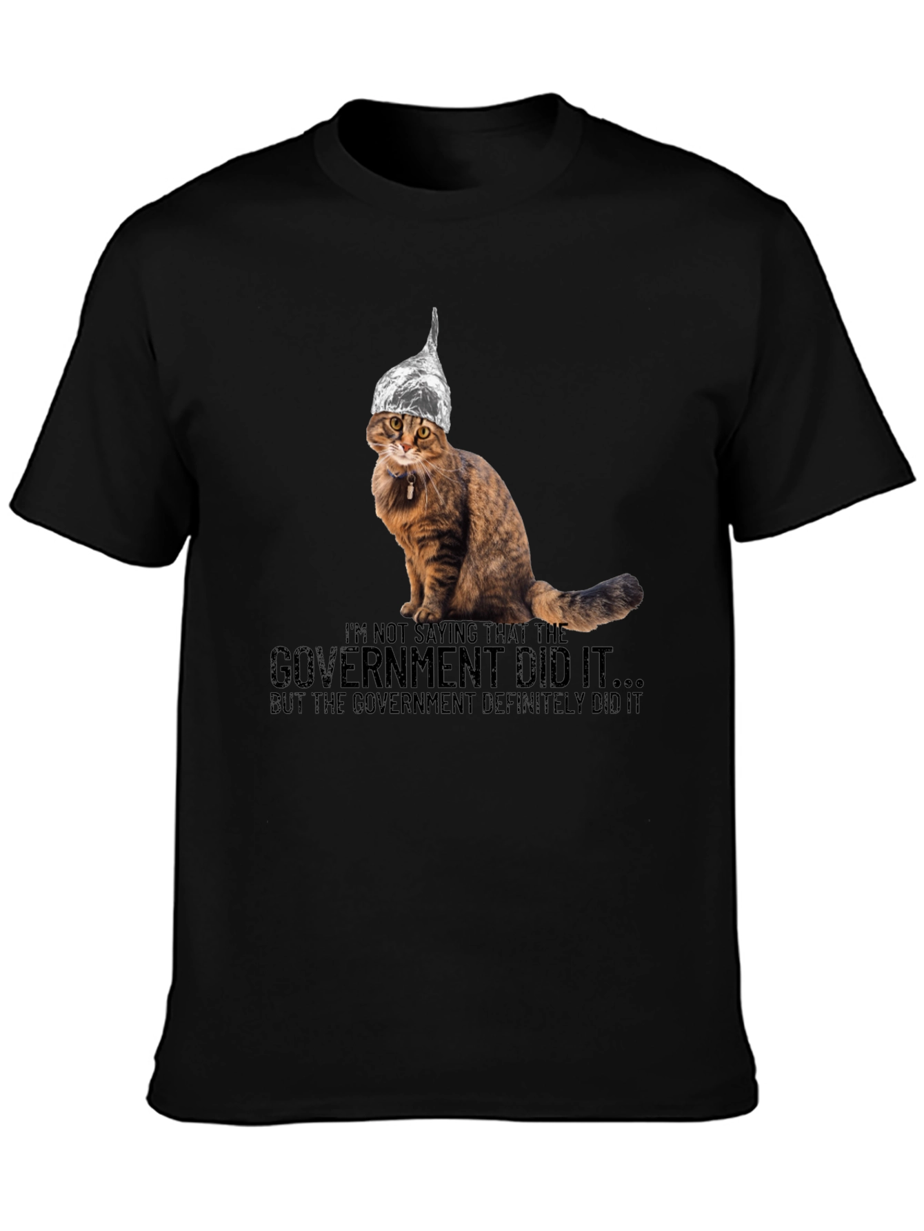 Camiseta conspiranoica gato con sombrero de aluminio