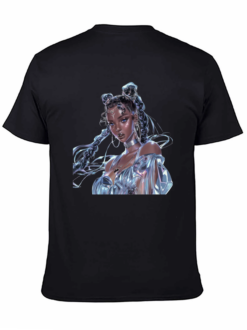 Camiseta Negra con Diseño de Fantasía Brillante