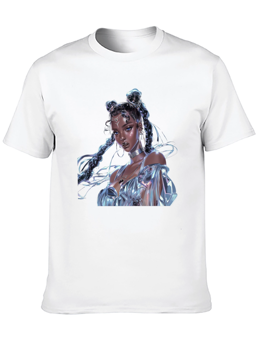 Camiseta Negra con Diseño de Fantasía Brillante