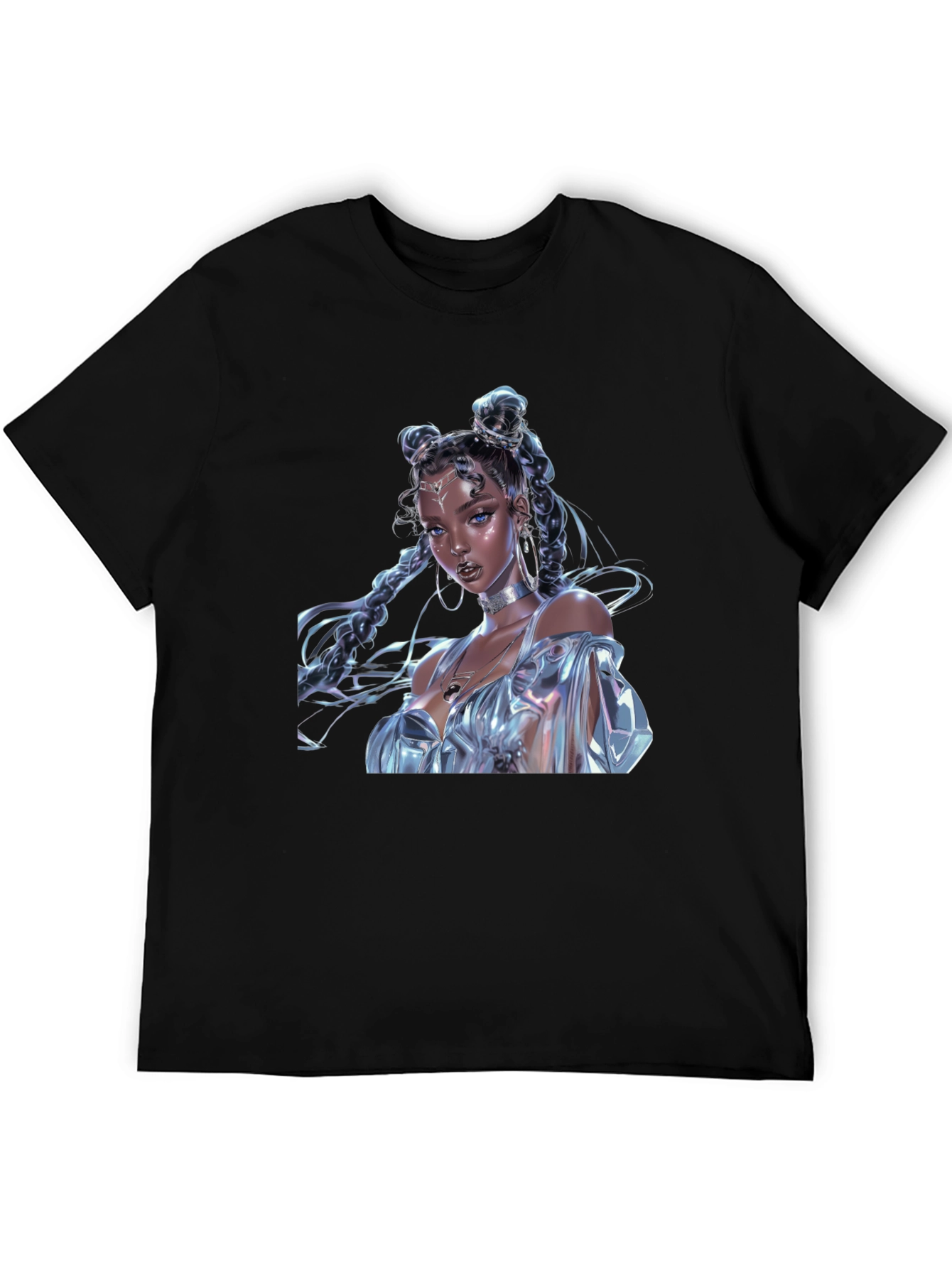 Camiseta Negra con Diseño de Fantasía Brillante