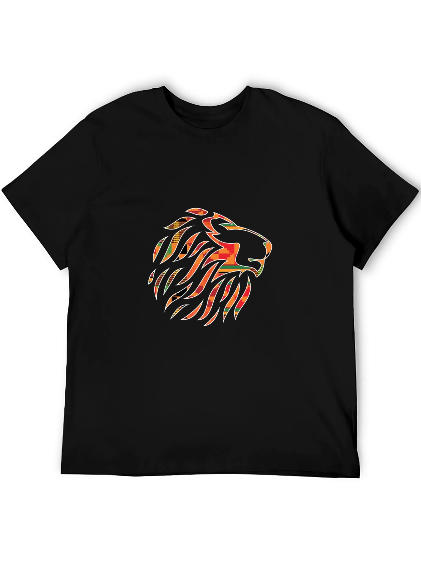 Camiseta Negra con Diseño de León Africano