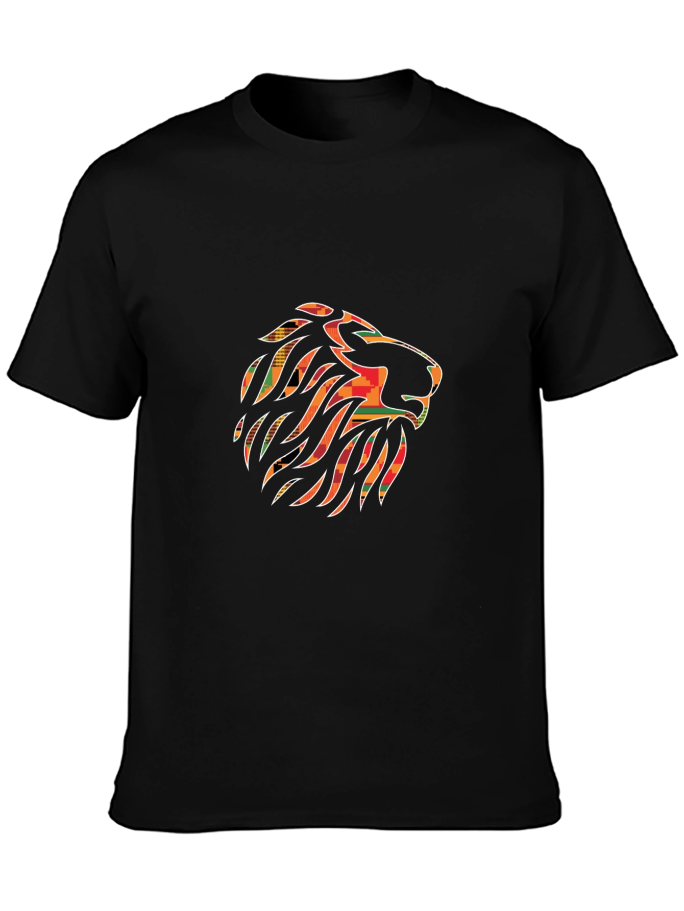 Camiseta Negra con Diseño de León Africano