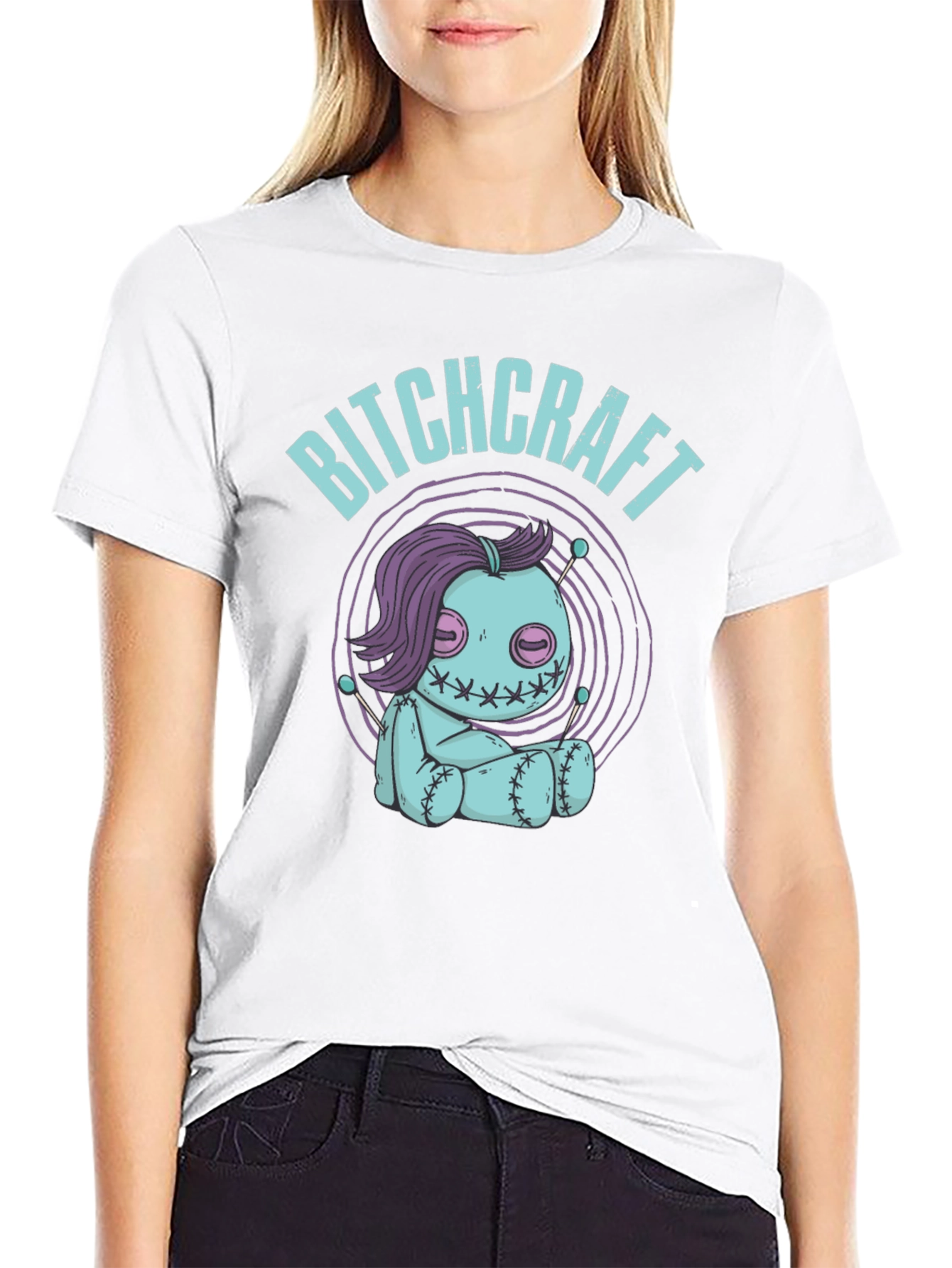 Camiseta Negra Bitchcraft Estilo Voodoo