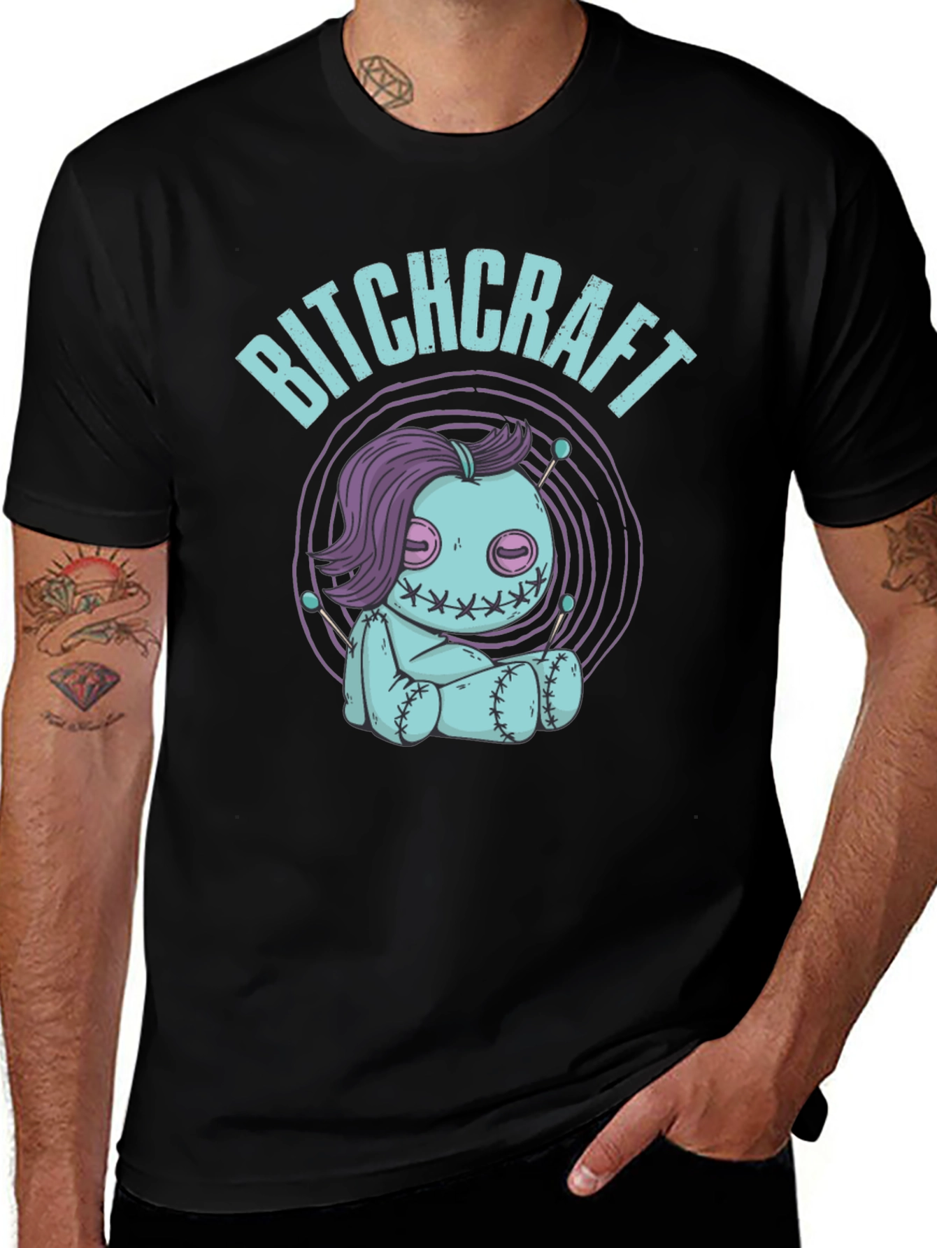 Camiseta Negra Bitchcraft Estilo Voodoo