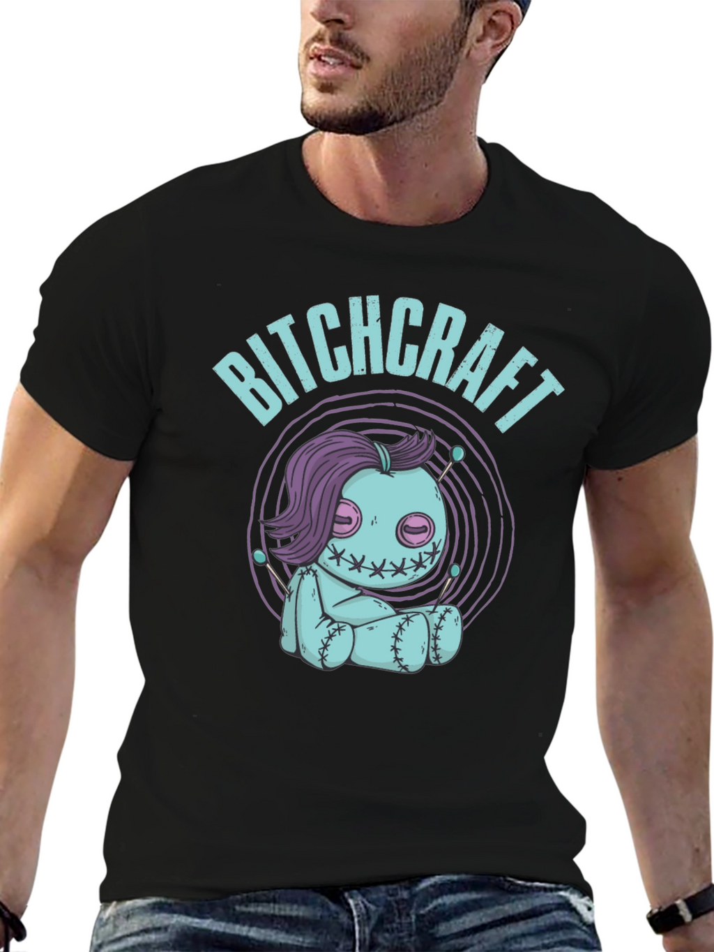 Camiseta Negra Bitchcraft Estilo Voodoo