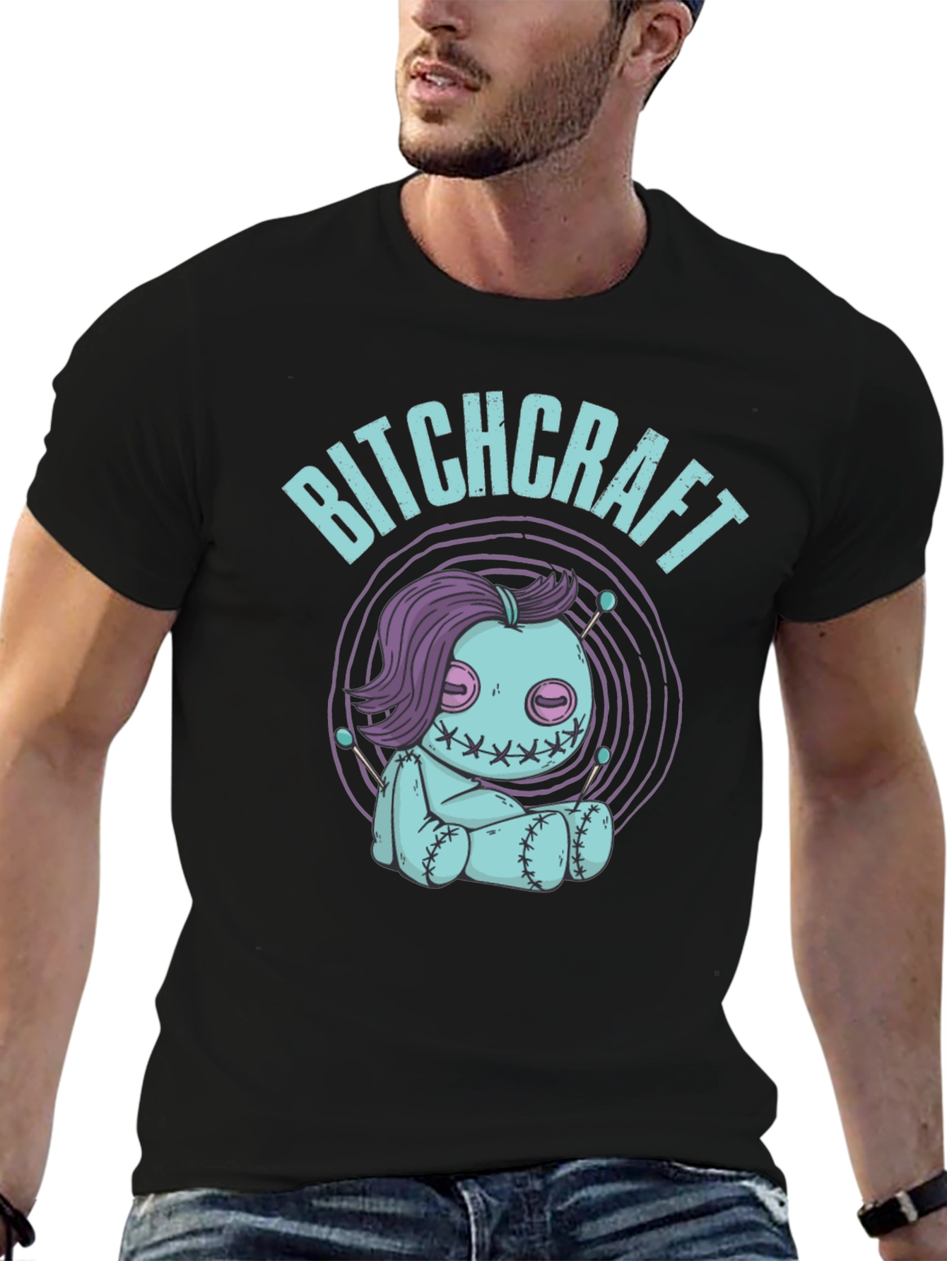 Camiseta Negra Bitchcraft Estilo Voodoo