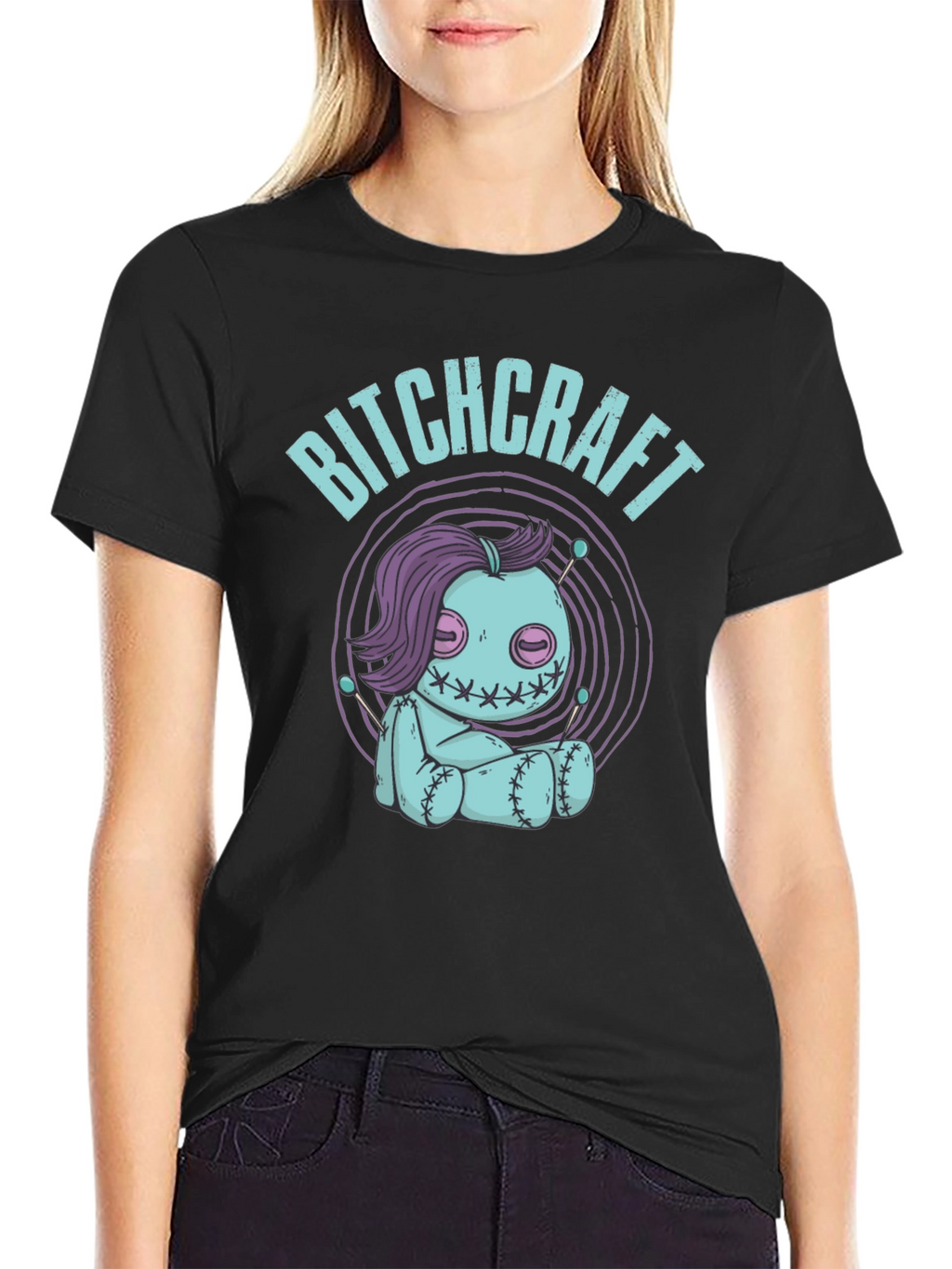 Camiseta Negra Bitchcraft Estilo Voodoo
