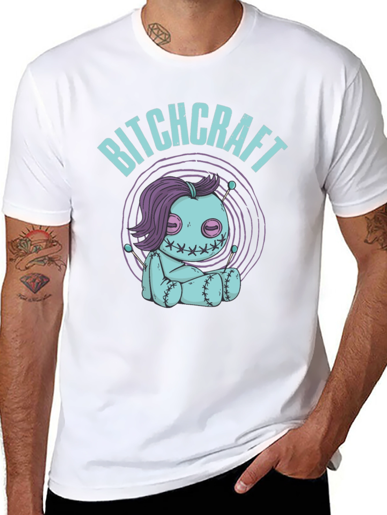 Camiseta Negra Bitchcraft Estilo Voodoo
