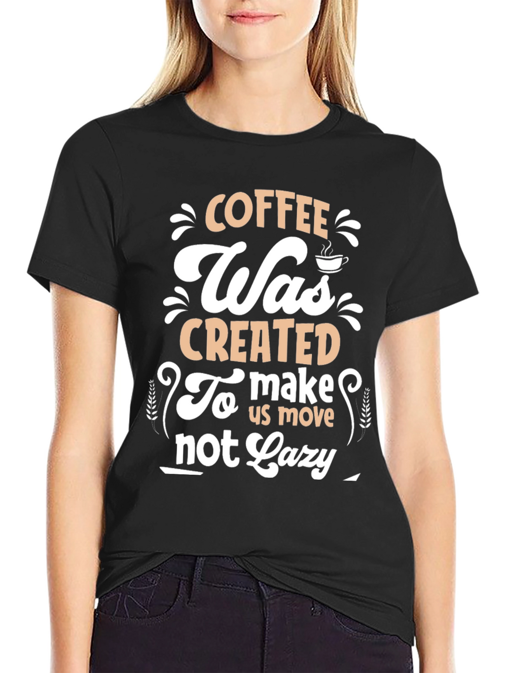 Camiseta Negra con Diseño de Café Motivacional