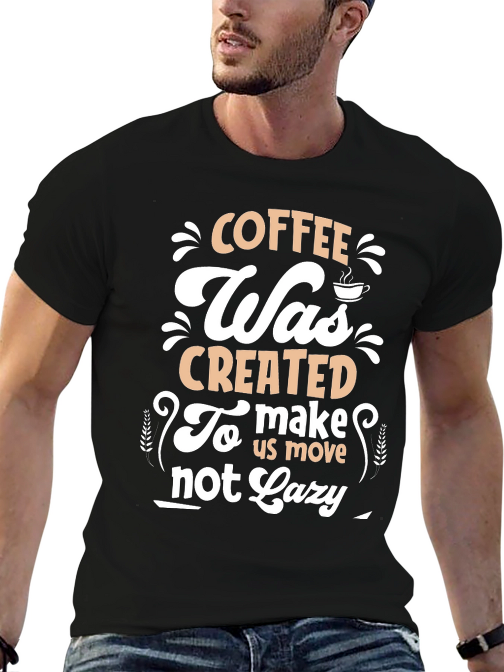 Camiseta Negra con Diseño de Café Motivacional
