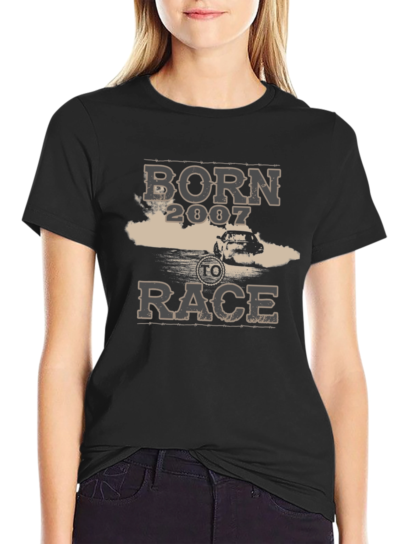 Camiseta Born to Race Negra para Hombre