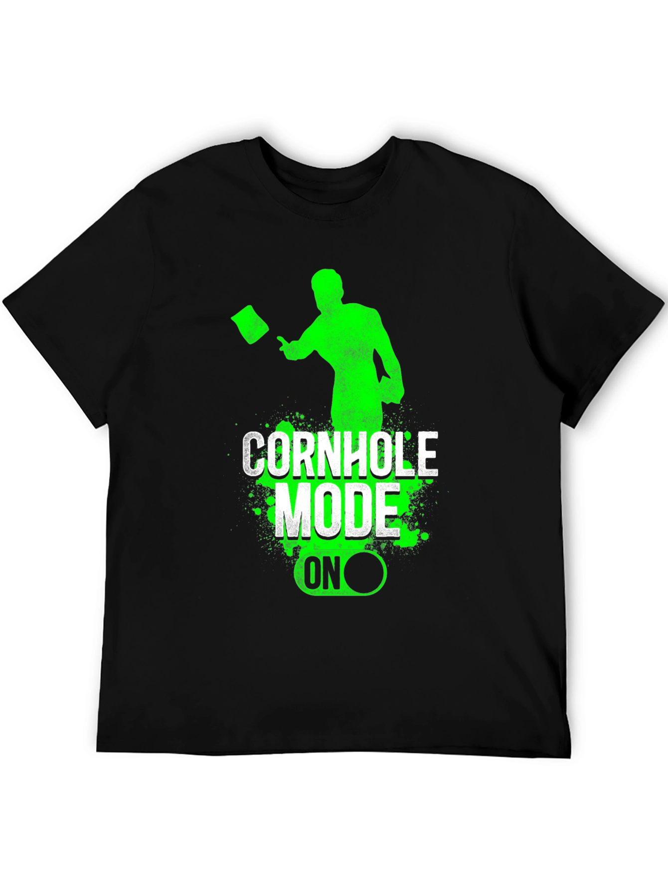 Camiseta Hombre Negra Cornhole Mode ON
