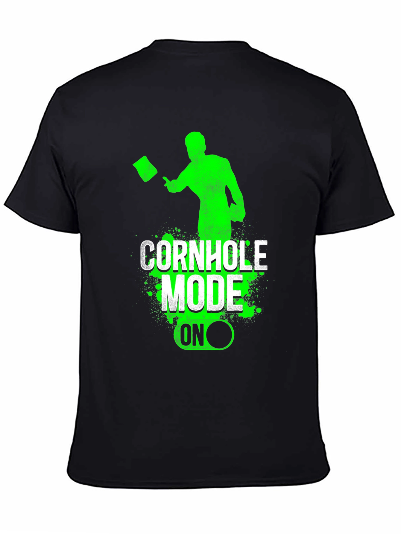 Camiseta Hombre Negra Cornhole Mode ON