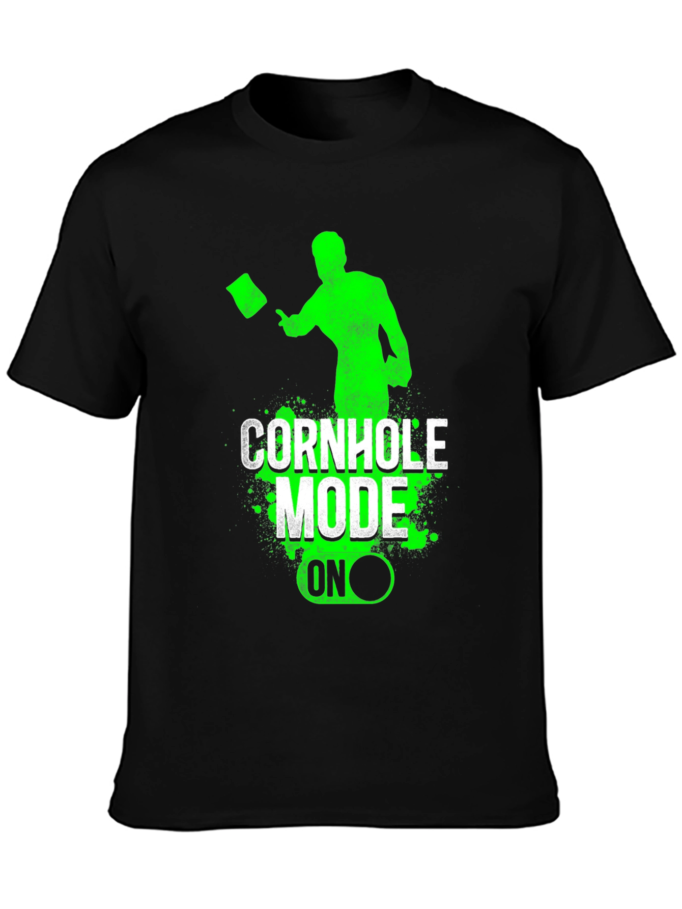 Camiseta Hombre Negra Cornhole Mode ON