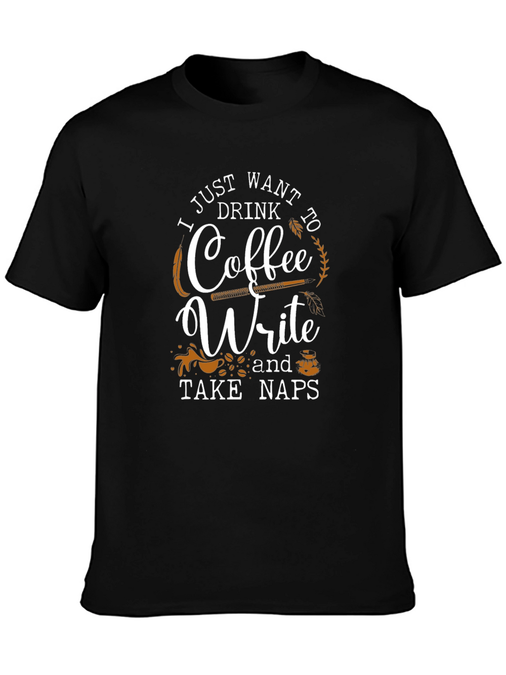 Camiseta Negra Café Escribir y Siestas