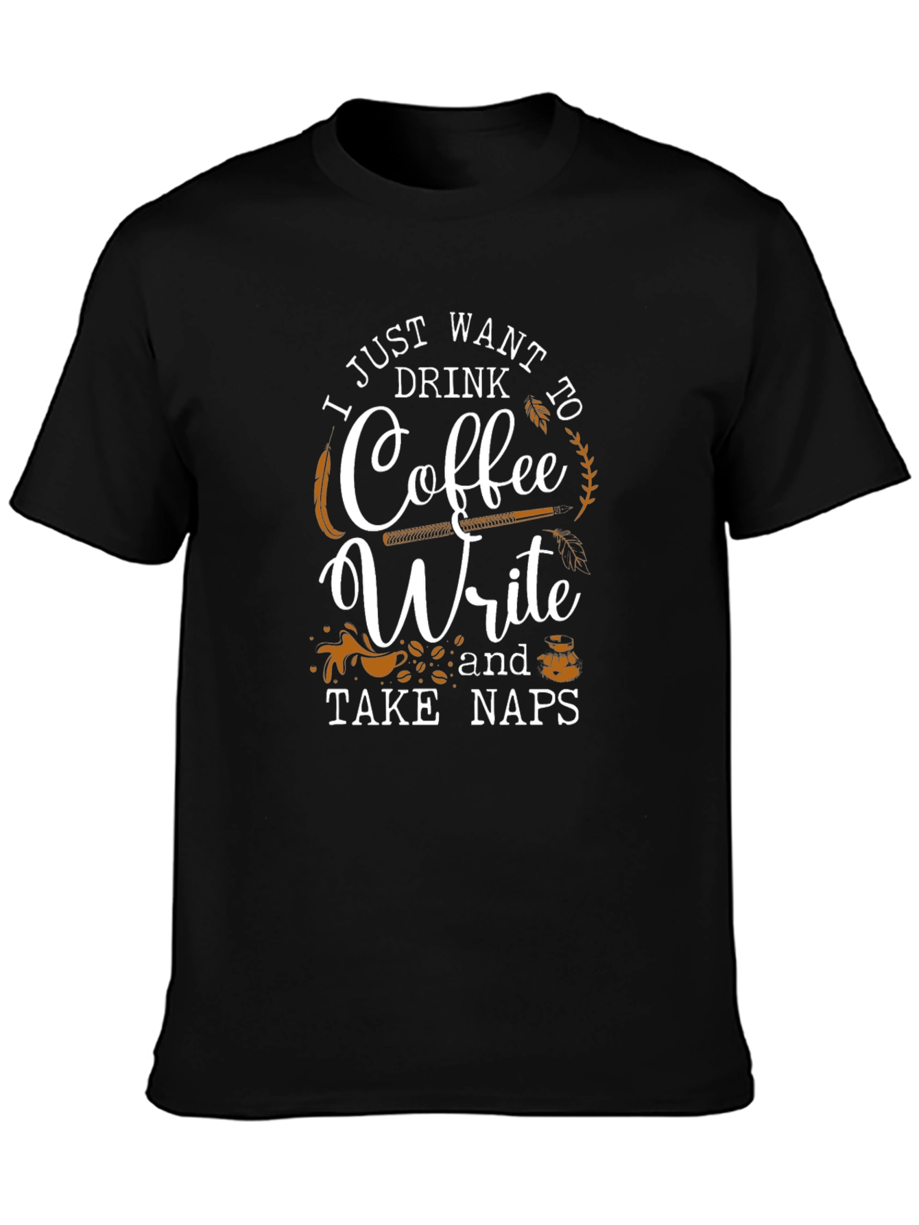 Camiseta Negra Café Escribir y Siestas