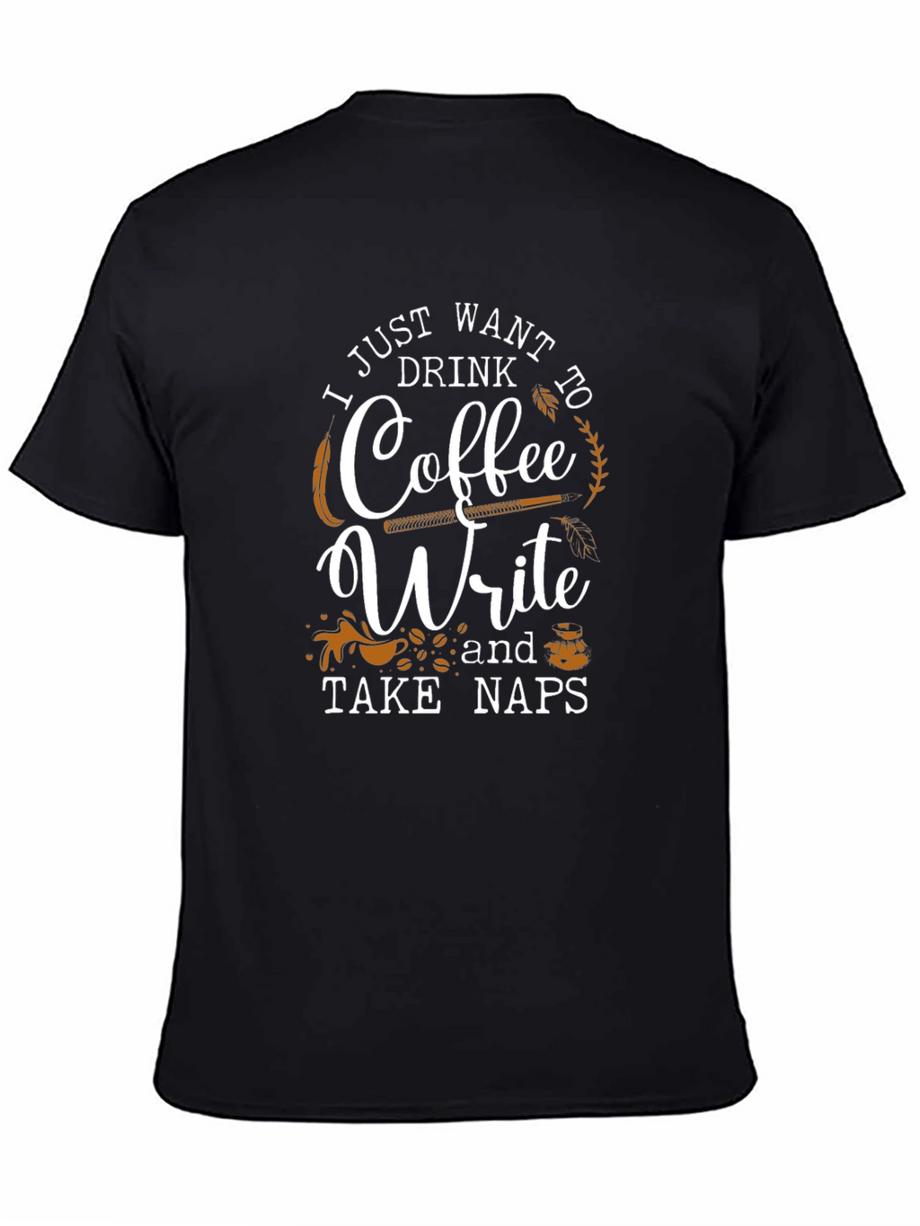 Camiseta Negra Café Escribir y Siestas