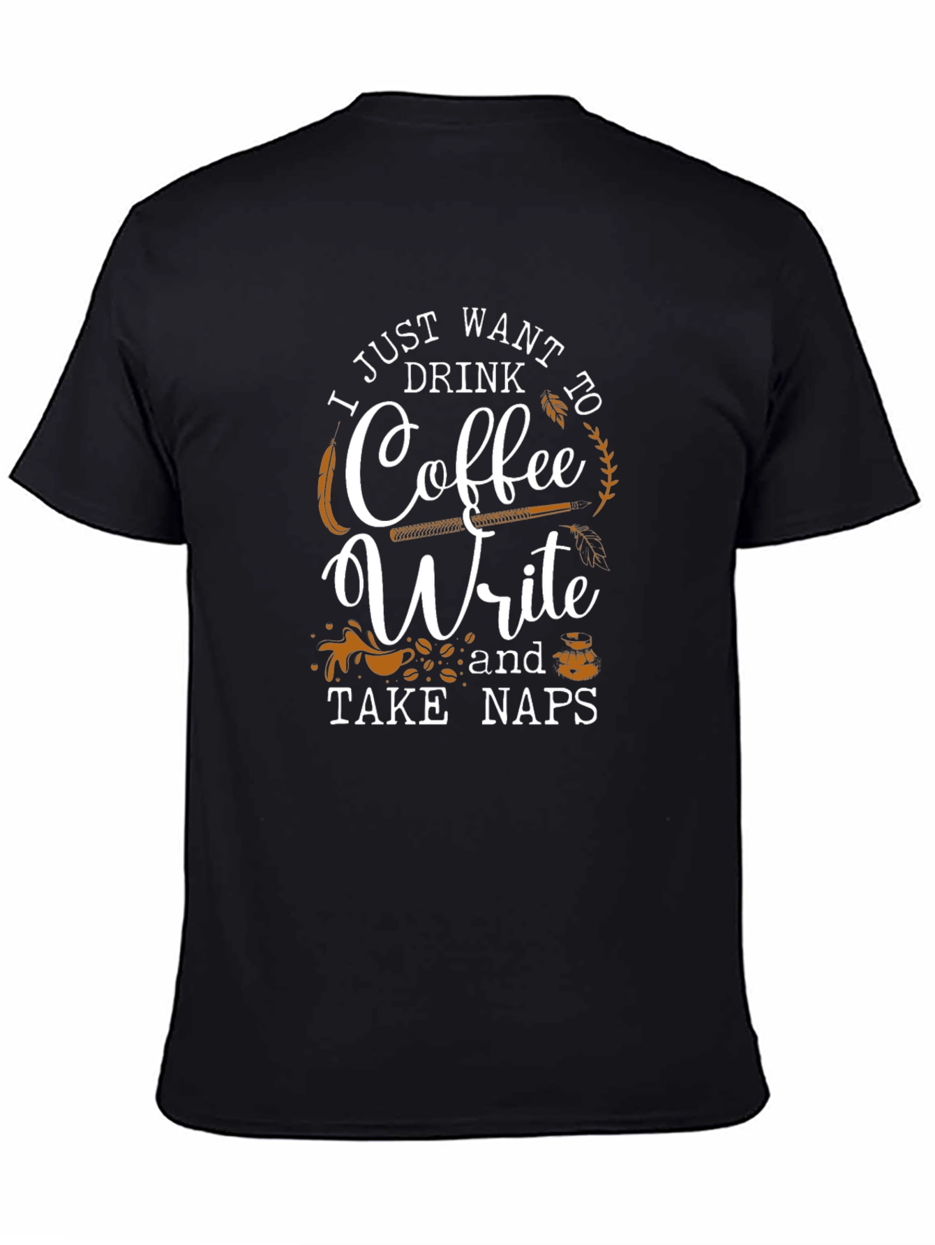 Camiseta Negra Café Escribir y Siestas