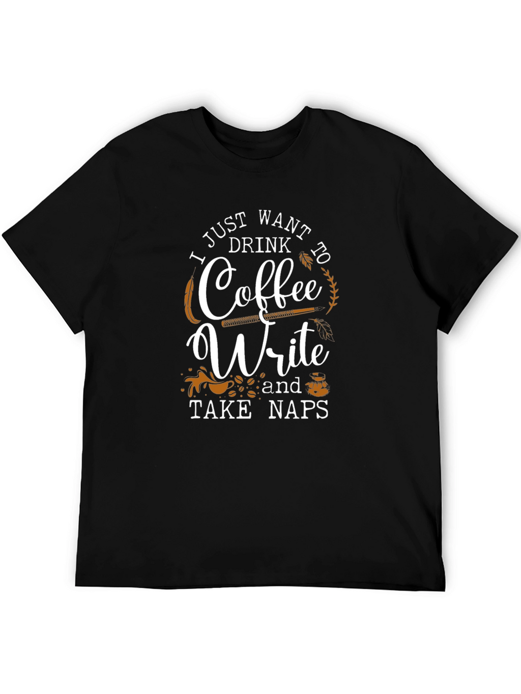Camiseta Negra Café Escribir y Siestas