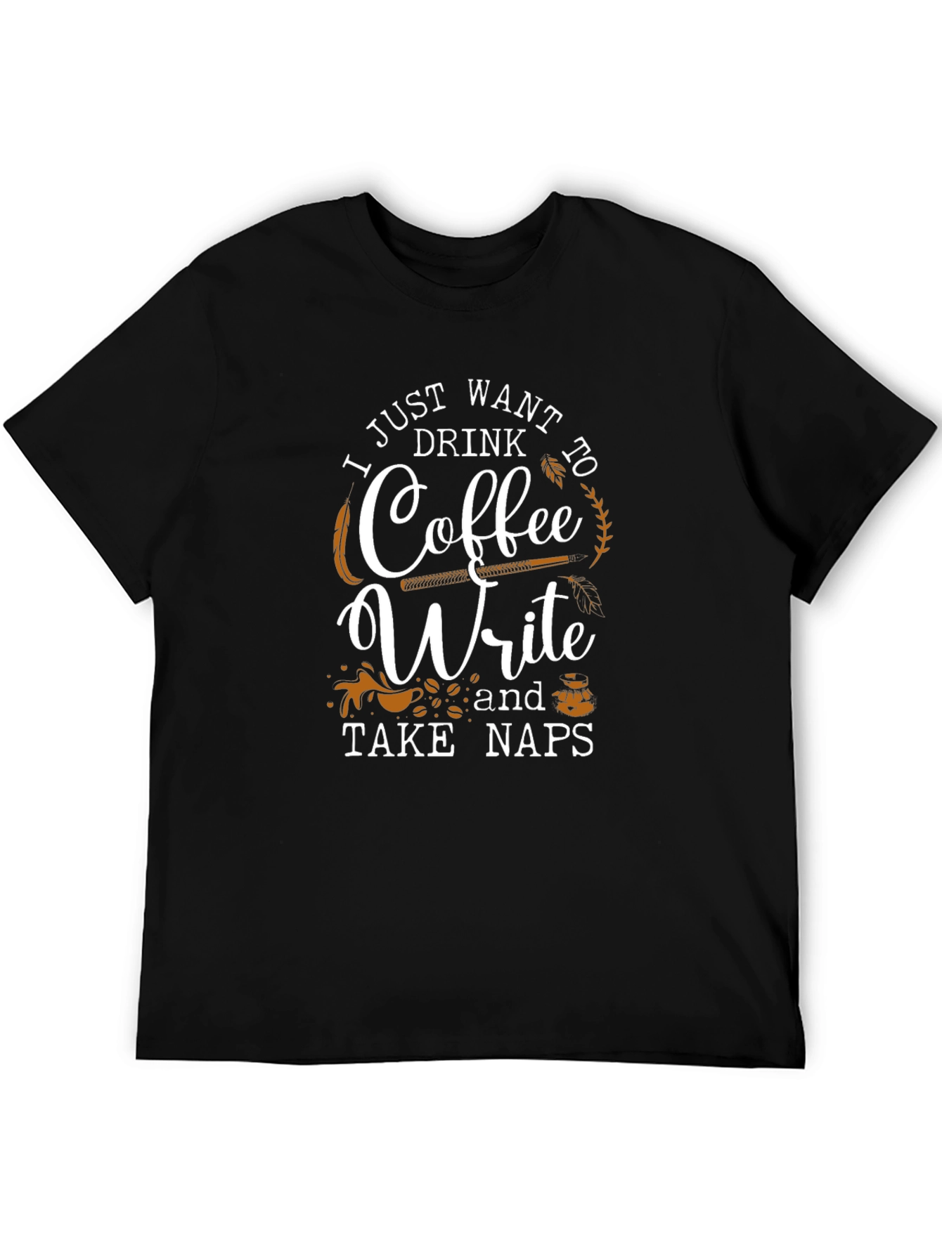 Camiseta Negra Café Escribir y Siestas