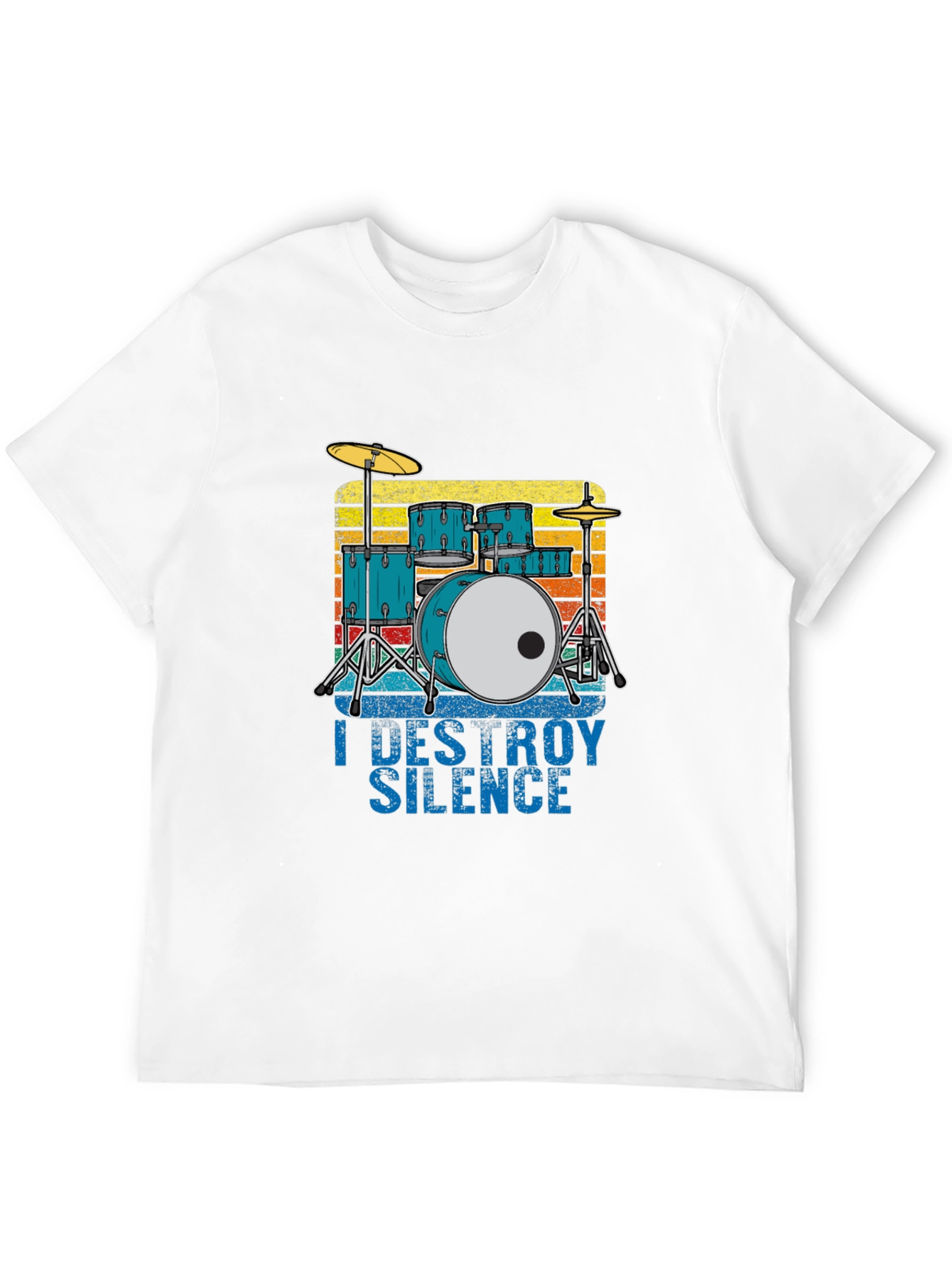 Camiseta Negra con Diseño de Batería I Destroy Silence