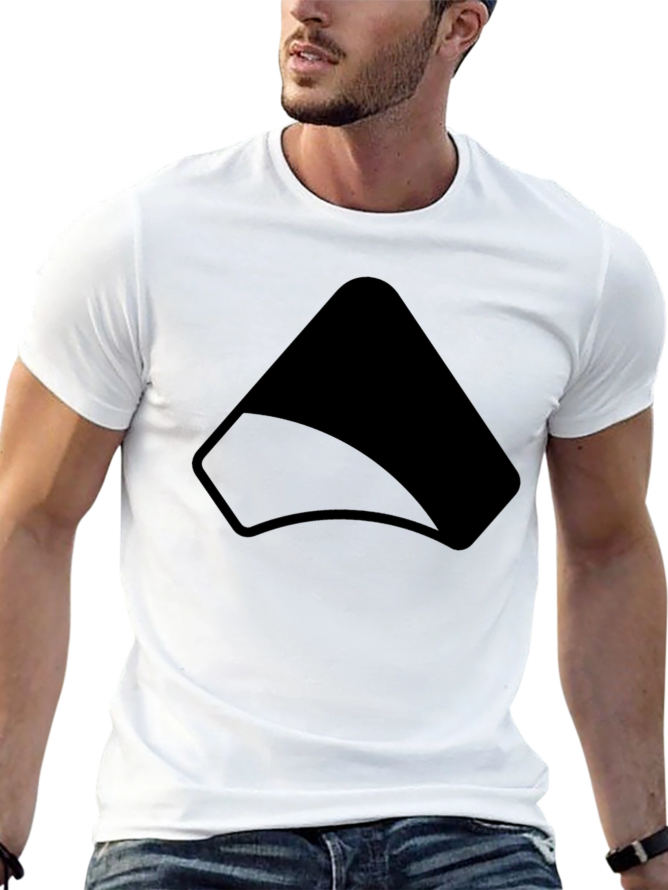 Camiseta Negra con Diseño Abstracto Minimalista