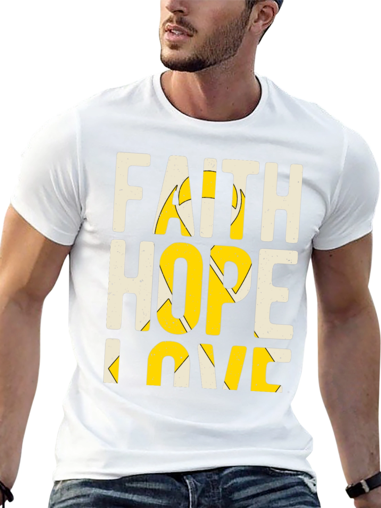 Camiseta Hombre Fe Esperanza Amor Negra
