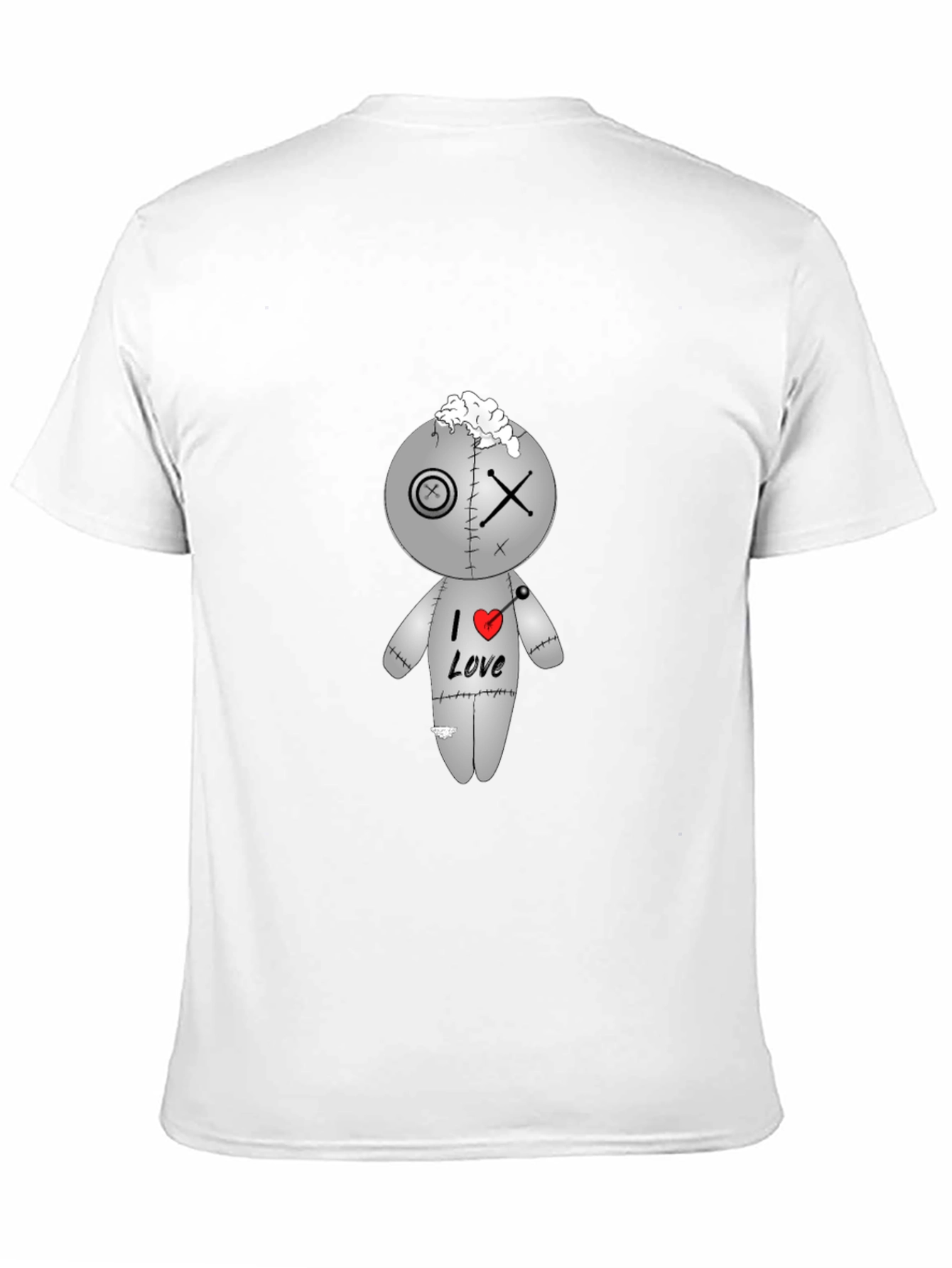 Camiseta Negra con Diseño de Muñeco Vudú Romántico
