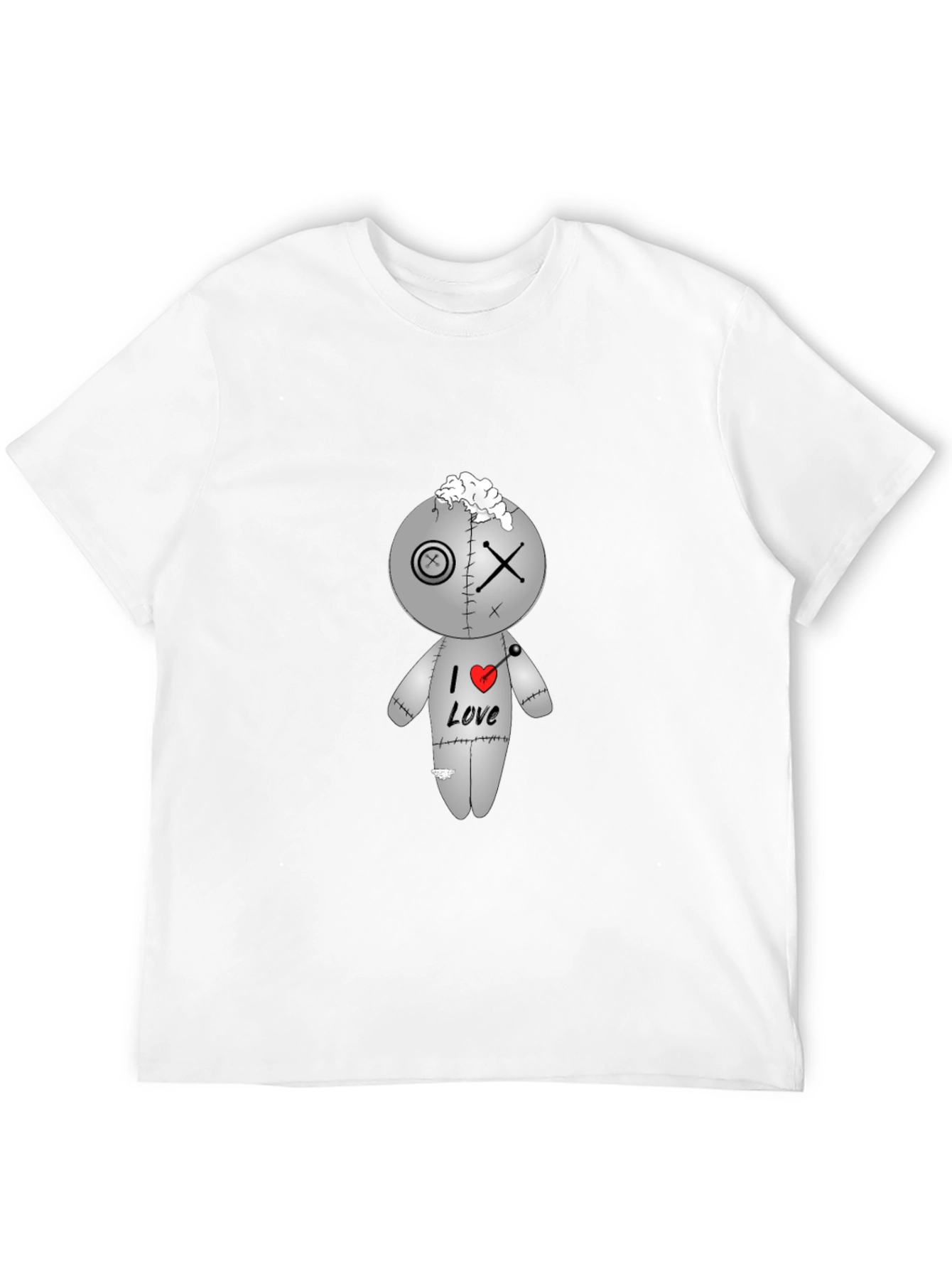 Camiseta Negra con Diseño de Muñeco Vudú Romántico