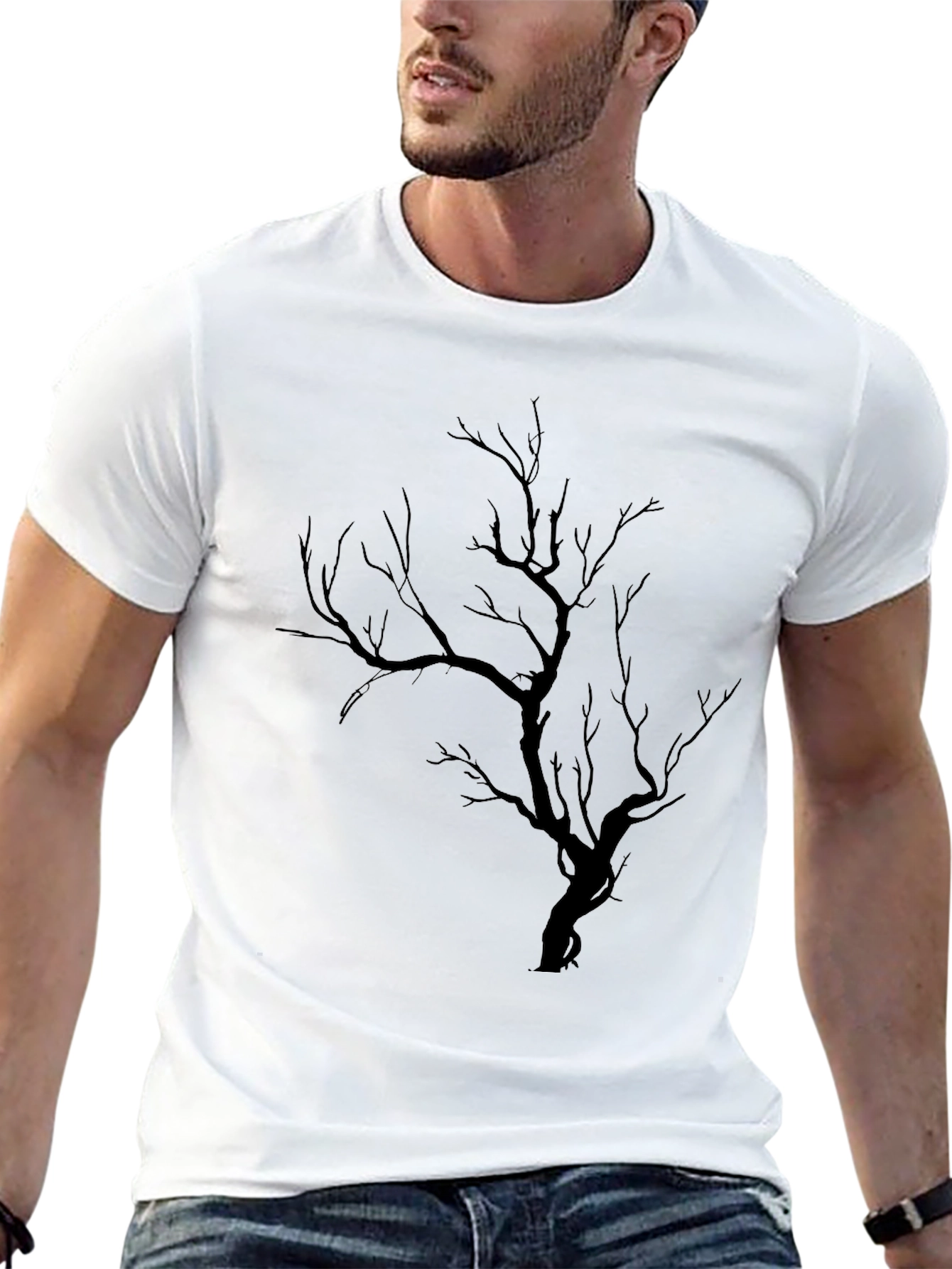 Camiseta Negra con Diseño de Árbol