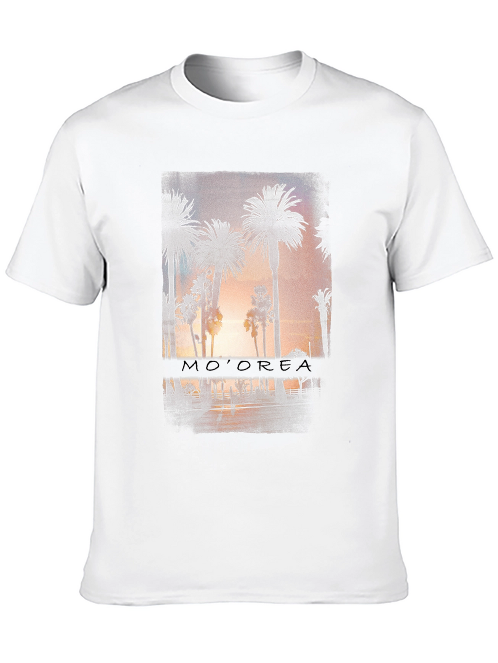 Camiseta Negra con Diseño de Palmeras Tropicales