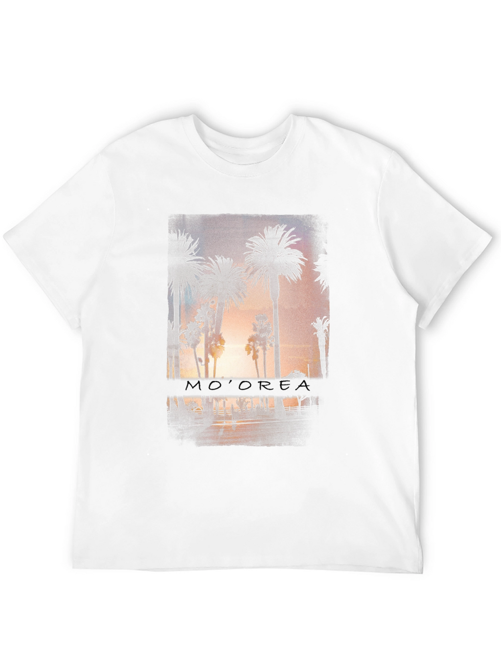 Camiseta Negra con Diseño de Palmeras Tropicales