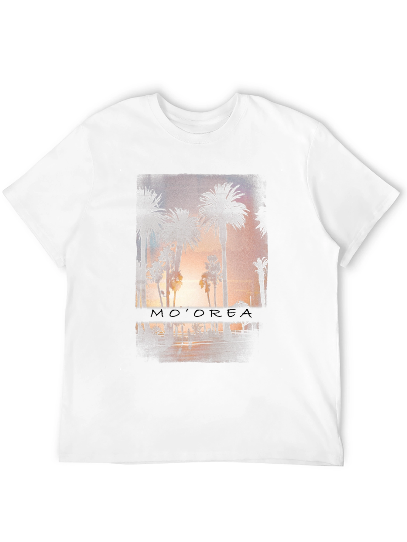 Camiseta Negra con Diseño de Palmeras Tropicales