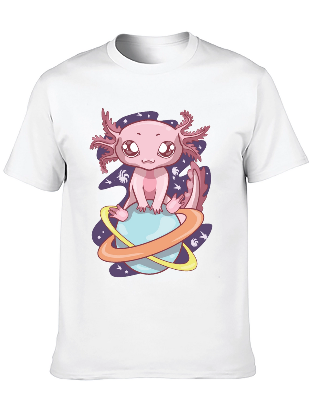 Camiseta Negra con Axolote Espacial