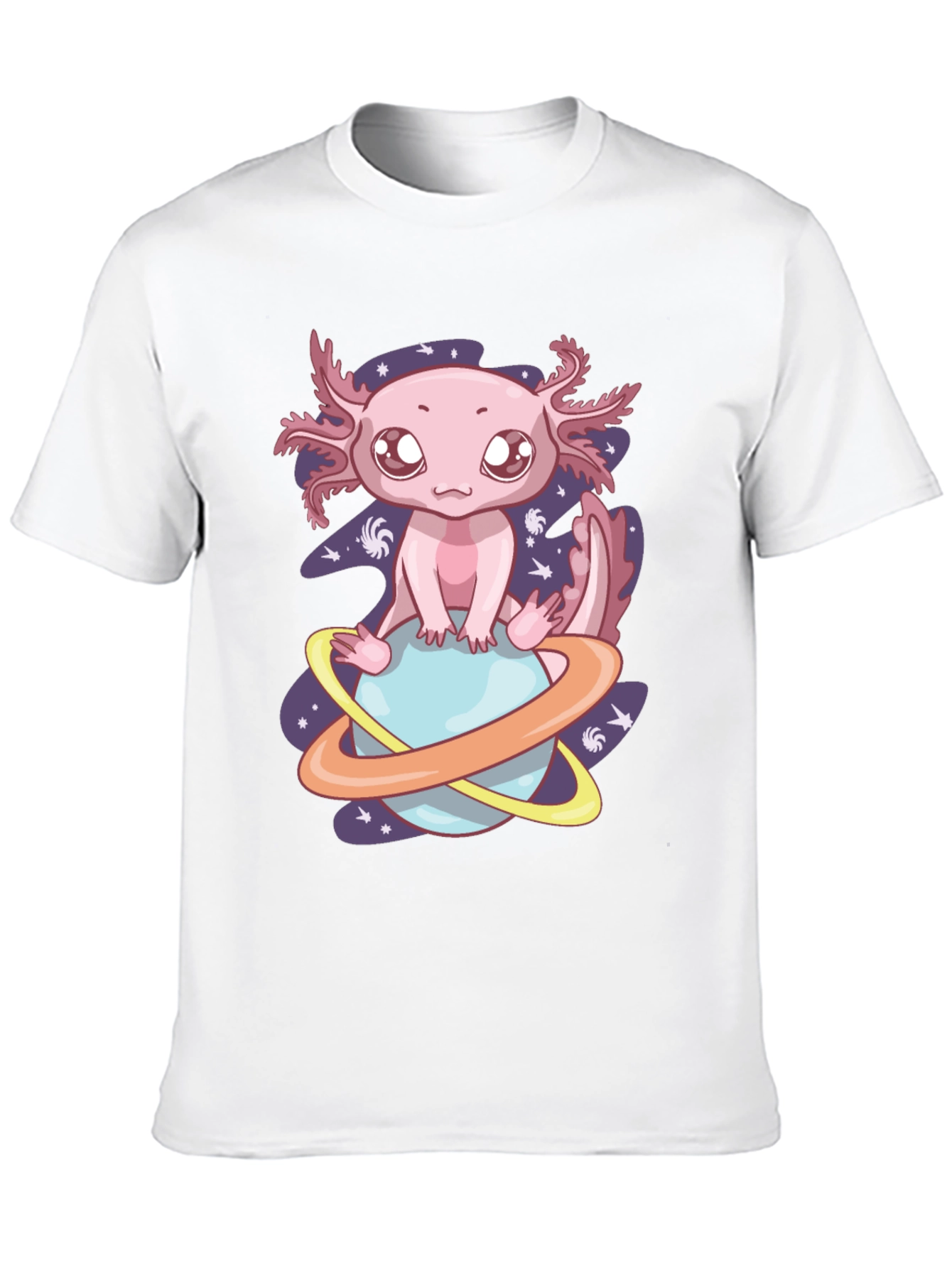 Camiseta Negra con Axolote Espacial