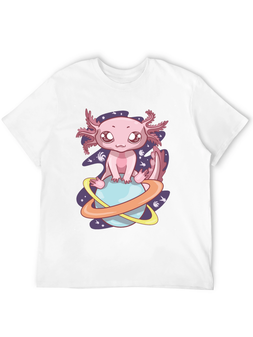 Camiseta Negra con Axolote Espacial