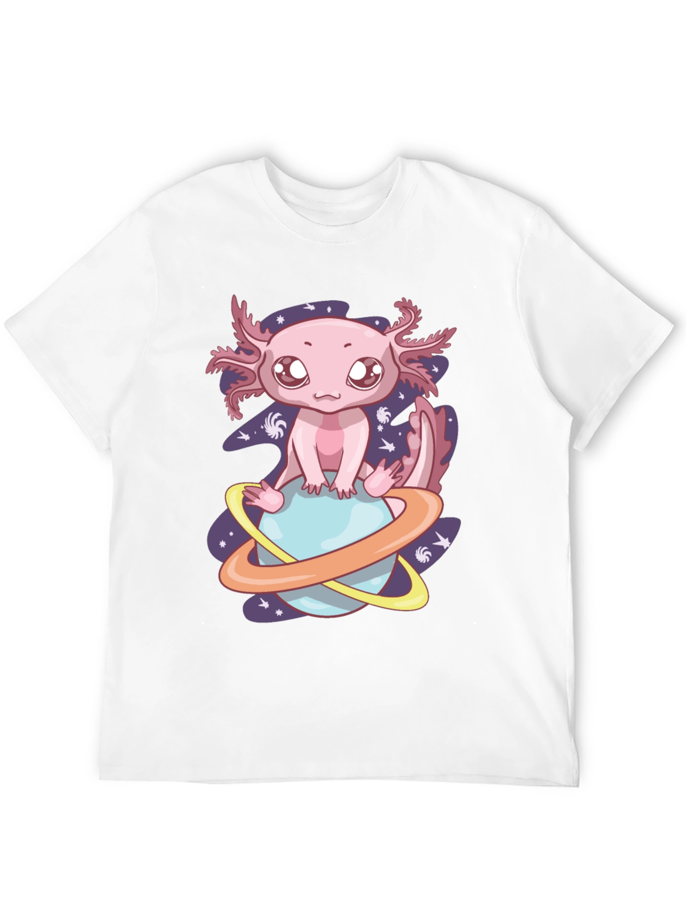 Camiseta Negra con Axolote Espacial