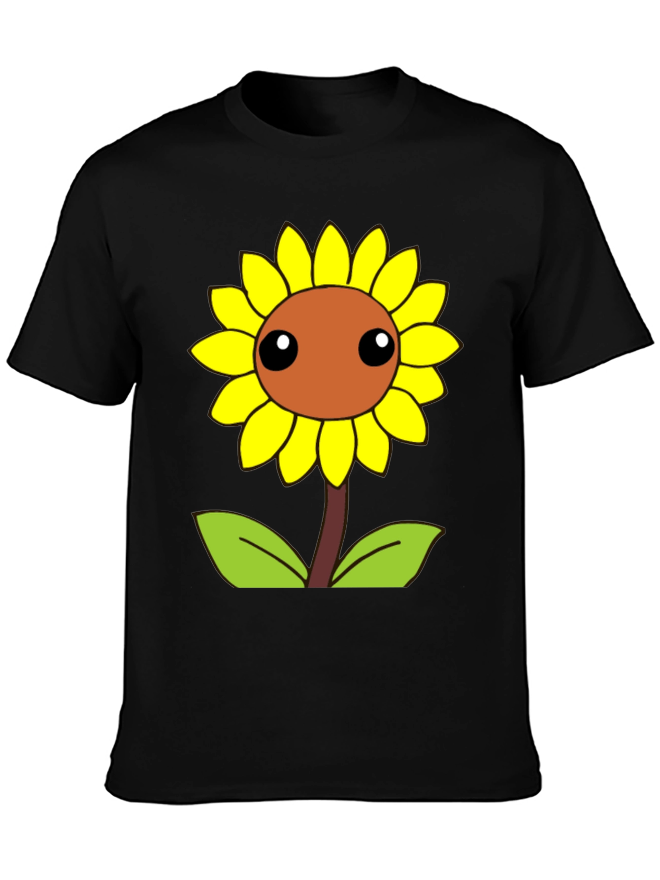 Camiseta Negra con Diseño de Girasol