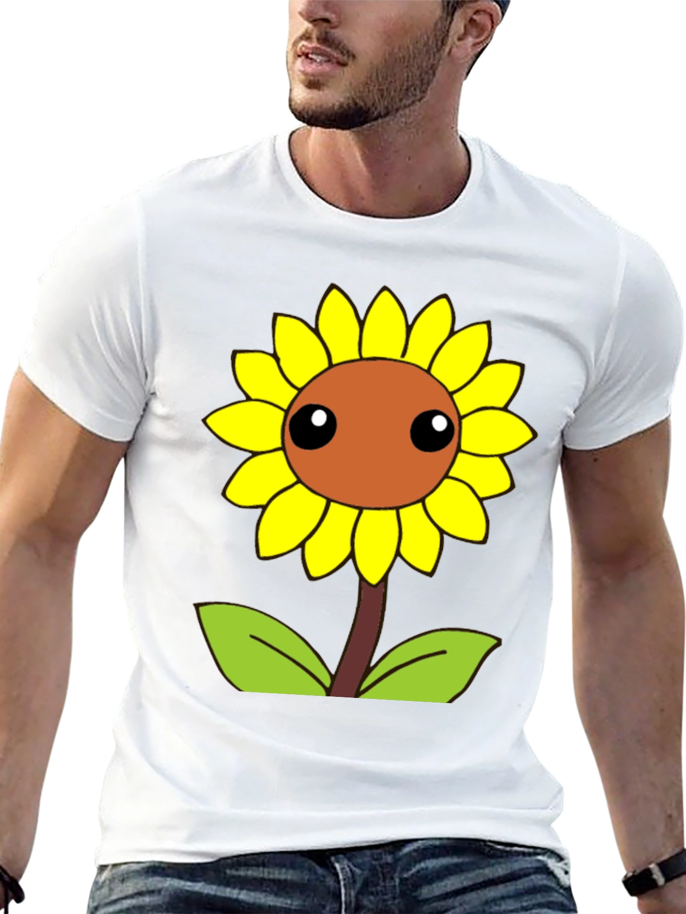 Camiseta Negra con Diseño de Girasol